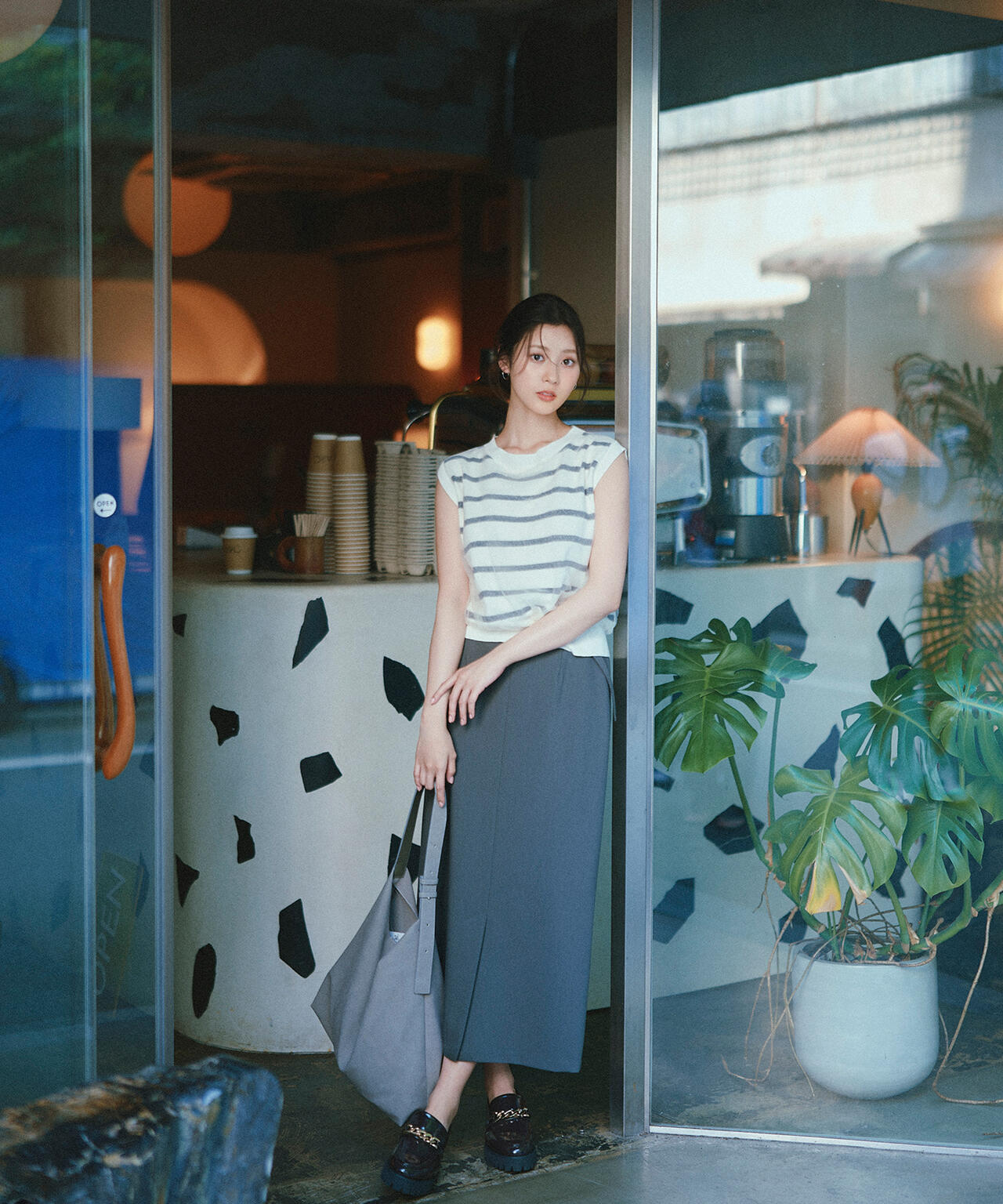 ベルテッドリネンライクナロースカート