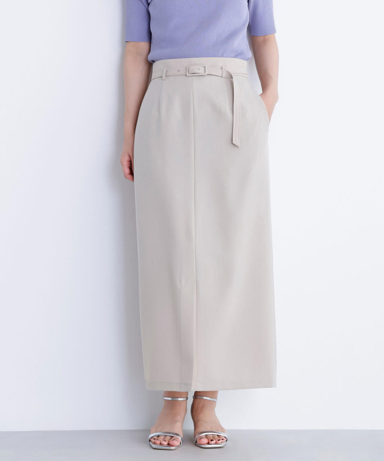 ベルテッドリネンライクナロースカート