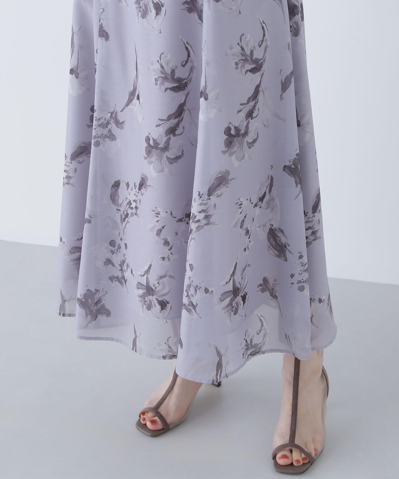 シアーフラワープリントフレアスカート