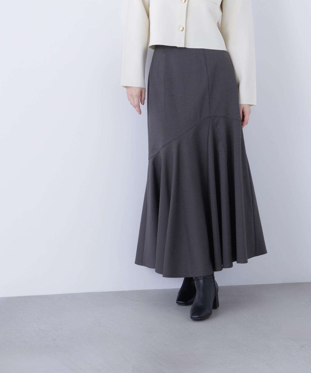 【横浜ジョイナス・mix.tokyo 限定カラー:チャコール系2】アシメチェックマーメイドスカート