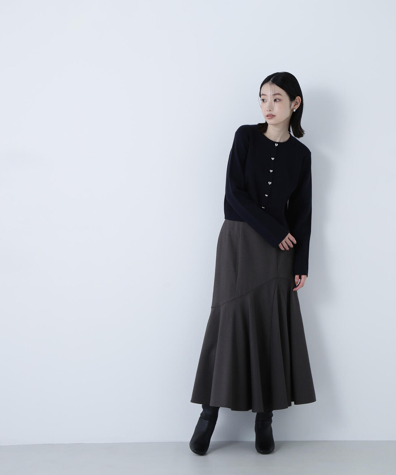 【横浜ジョイナス・mix.tokyo 限定カラー:チャコール系2】アシメチェックマーメイドスカート