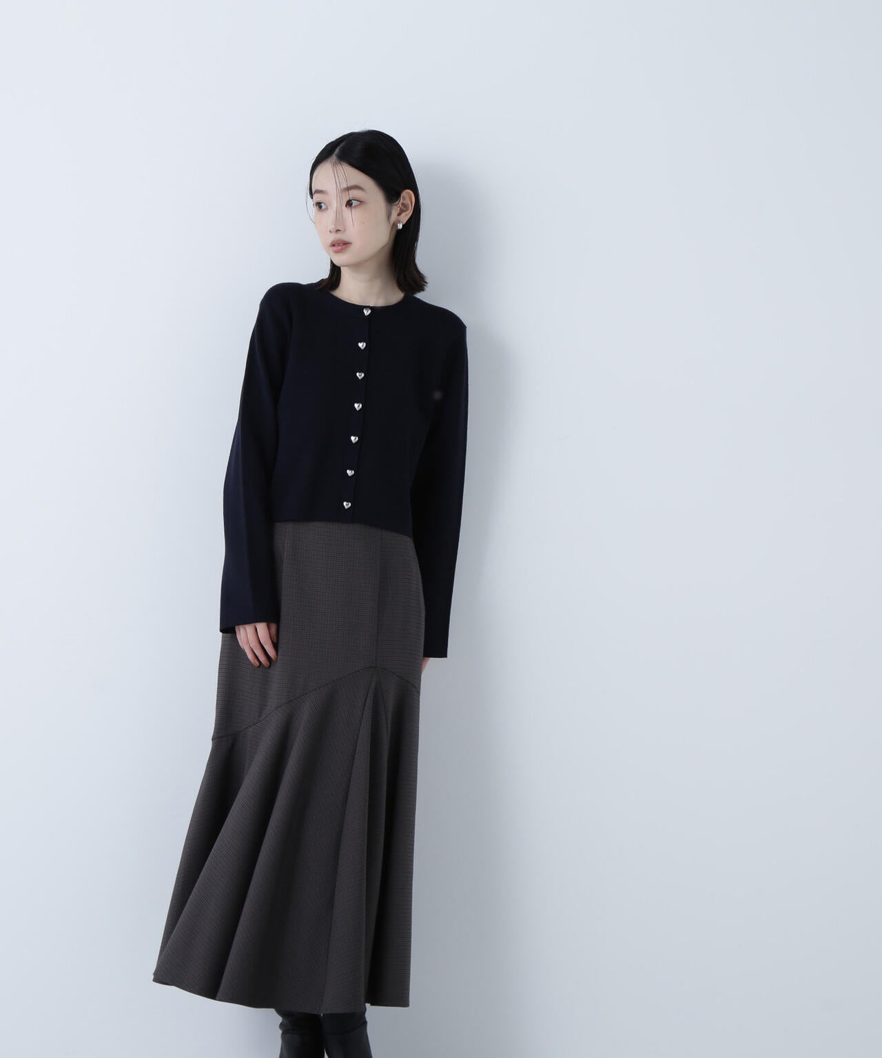 【横浜ジョイナス・mix.tokyo 限定カラー:チャコール系2】アシメチェックマーメイドスカート