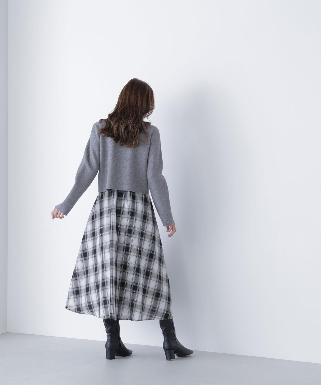 カラーヤーンチェックスカート