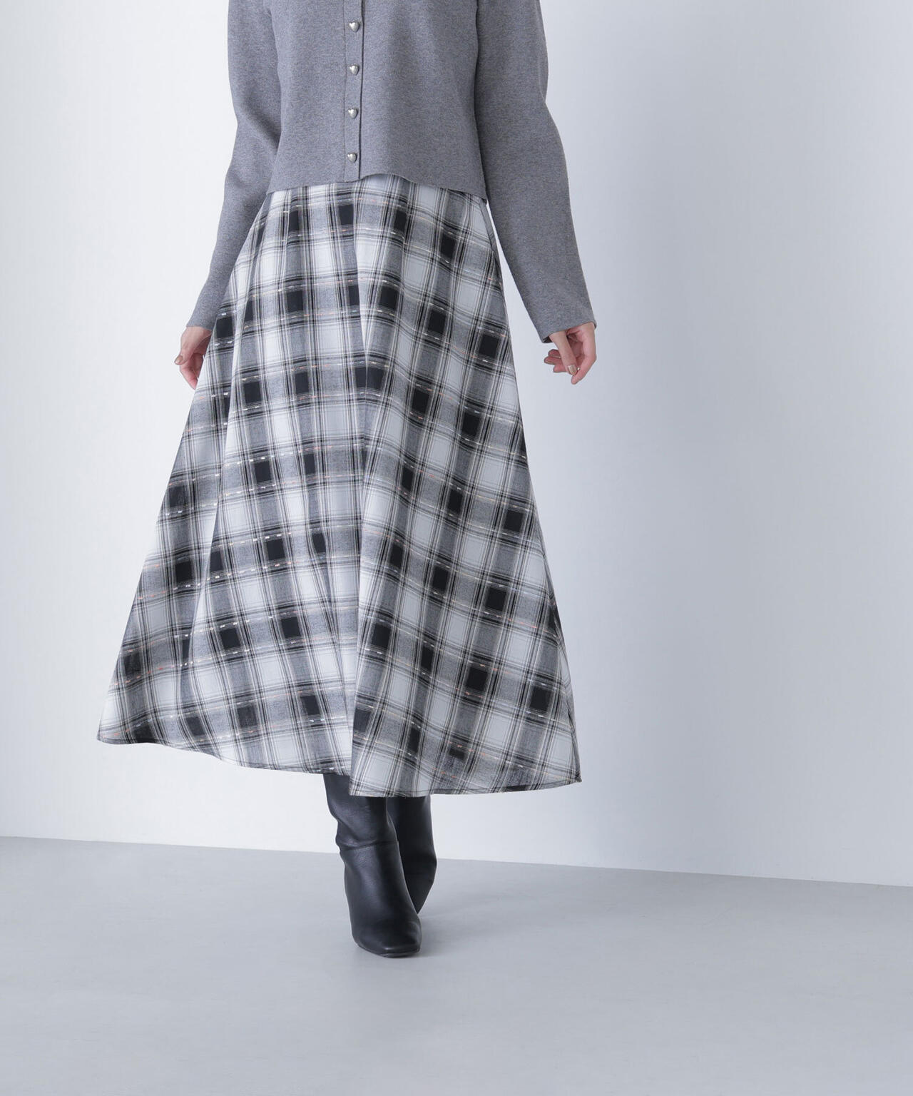 カラーヤーンチェックスカート