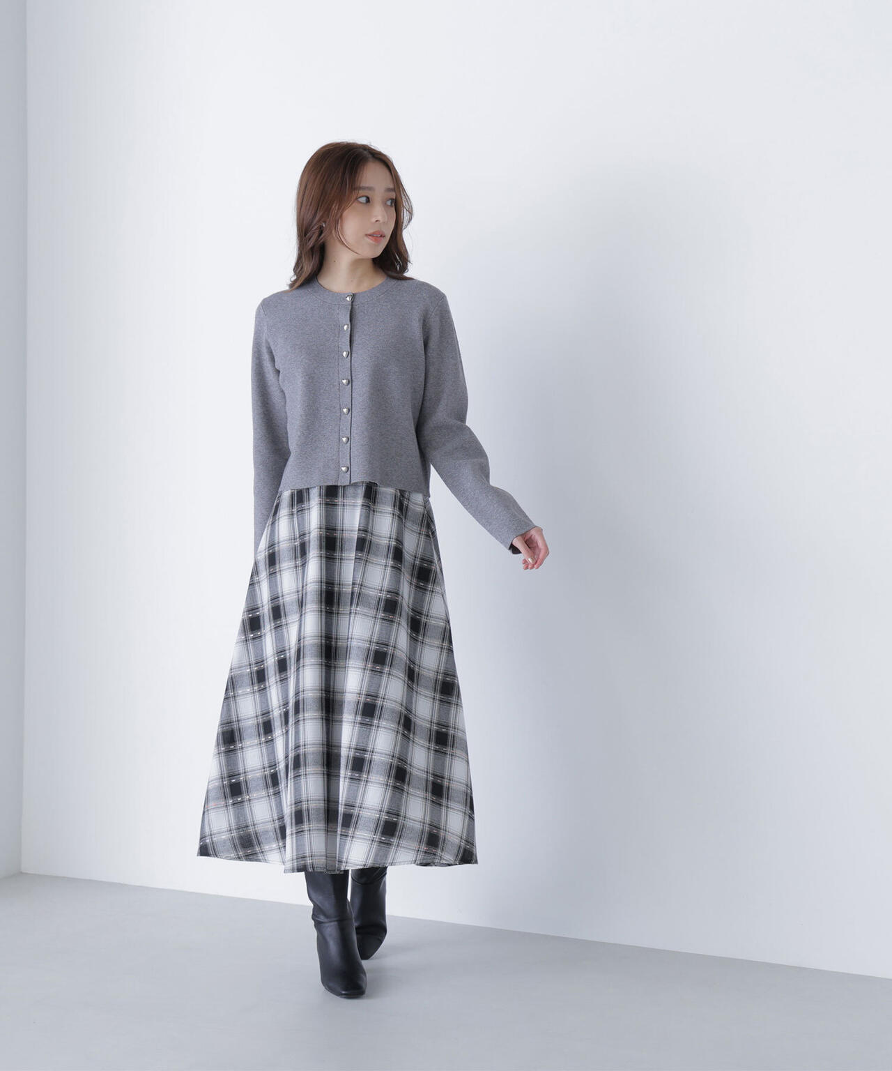 カラーヤーンチェックスカート