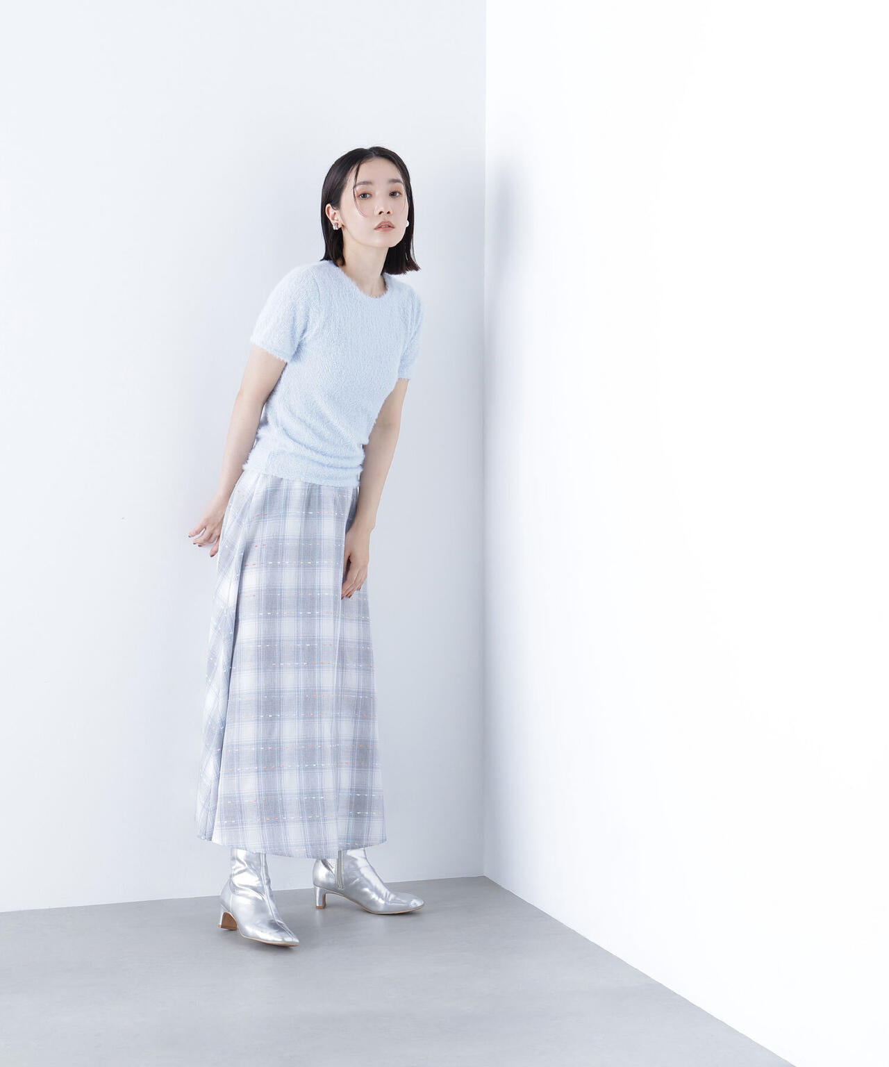 カラーヤーンチェックスカート