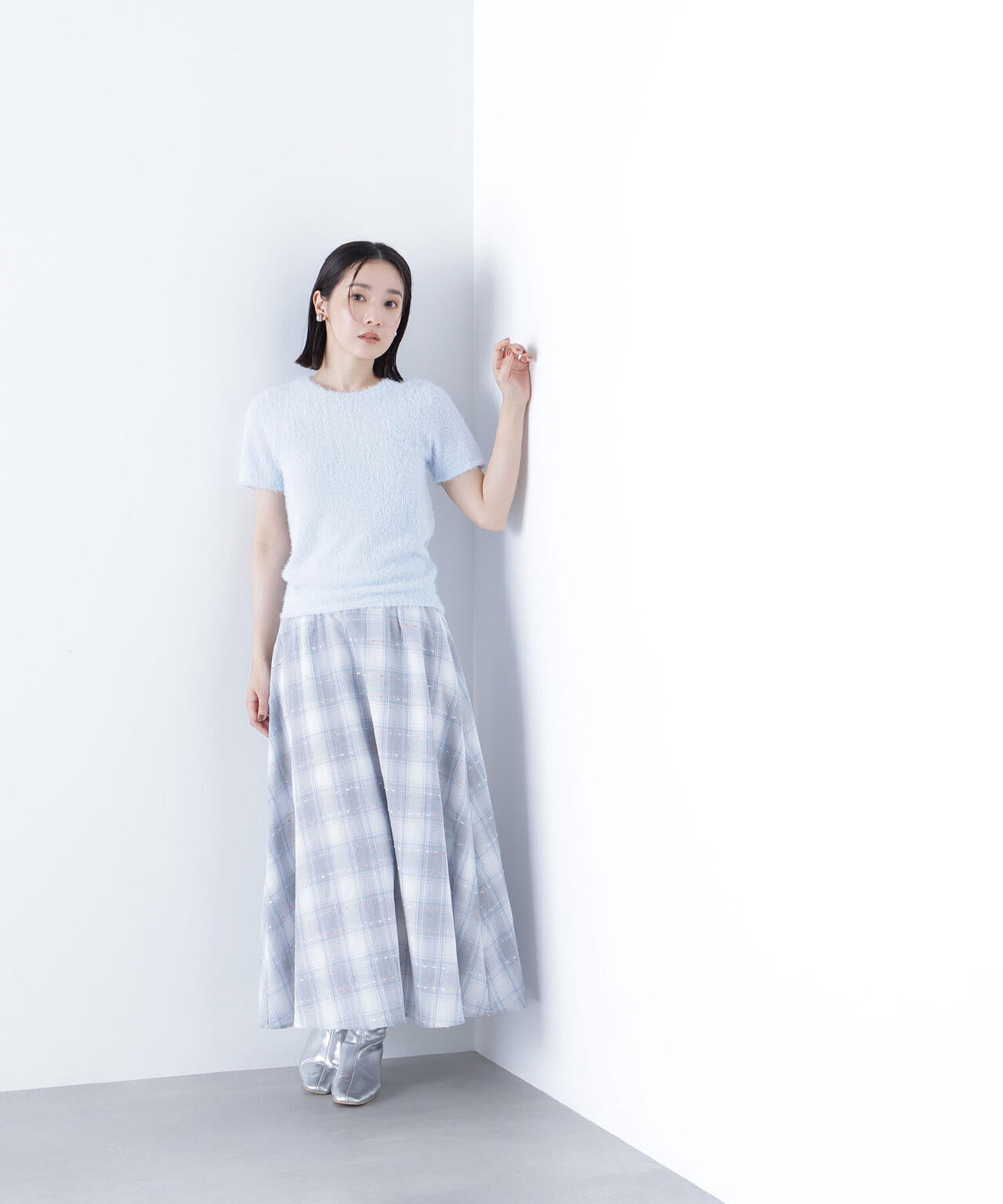 カラーヤーンチェックスカート