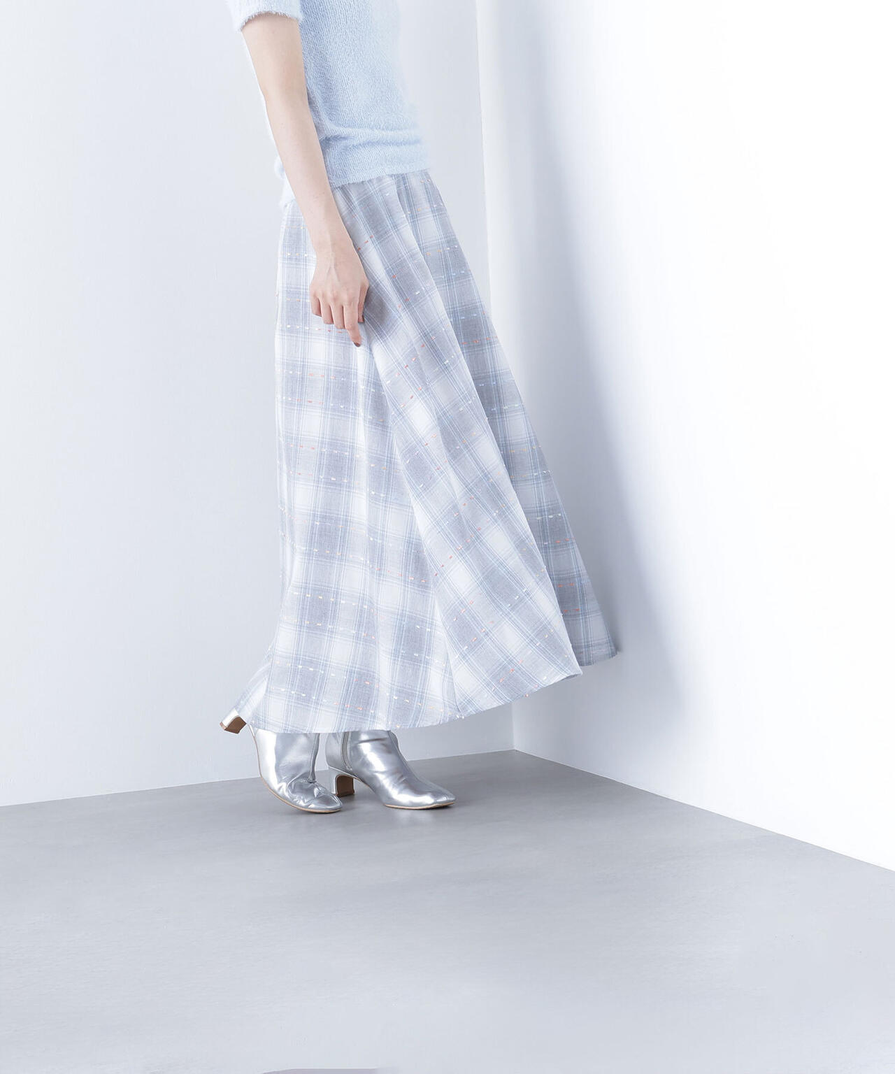 カラーヤーンチェックスカート