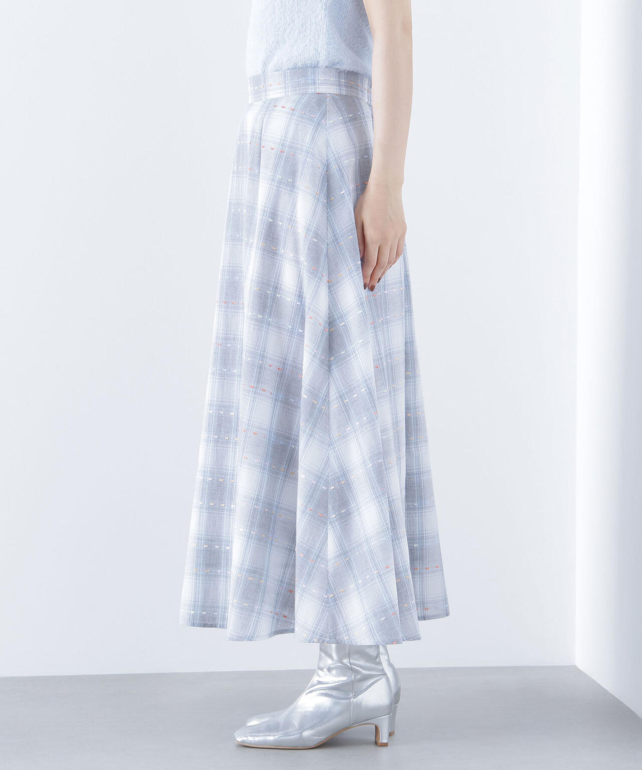 カラーヤーンチェックスカート