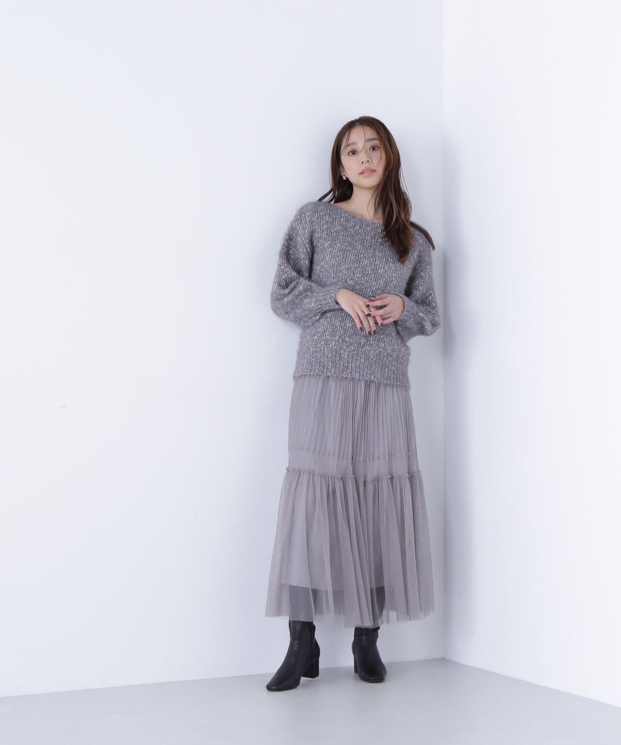 プリーツチュールスカート