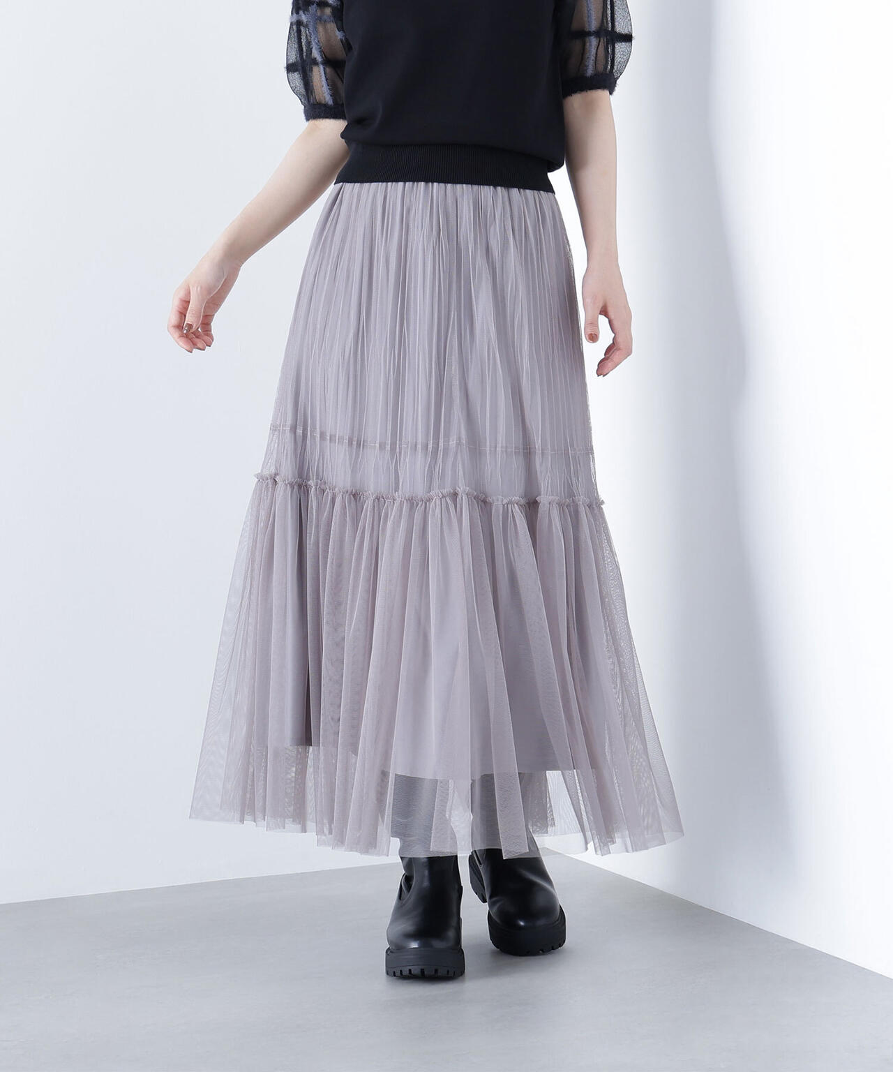 プリーツチュールスカート