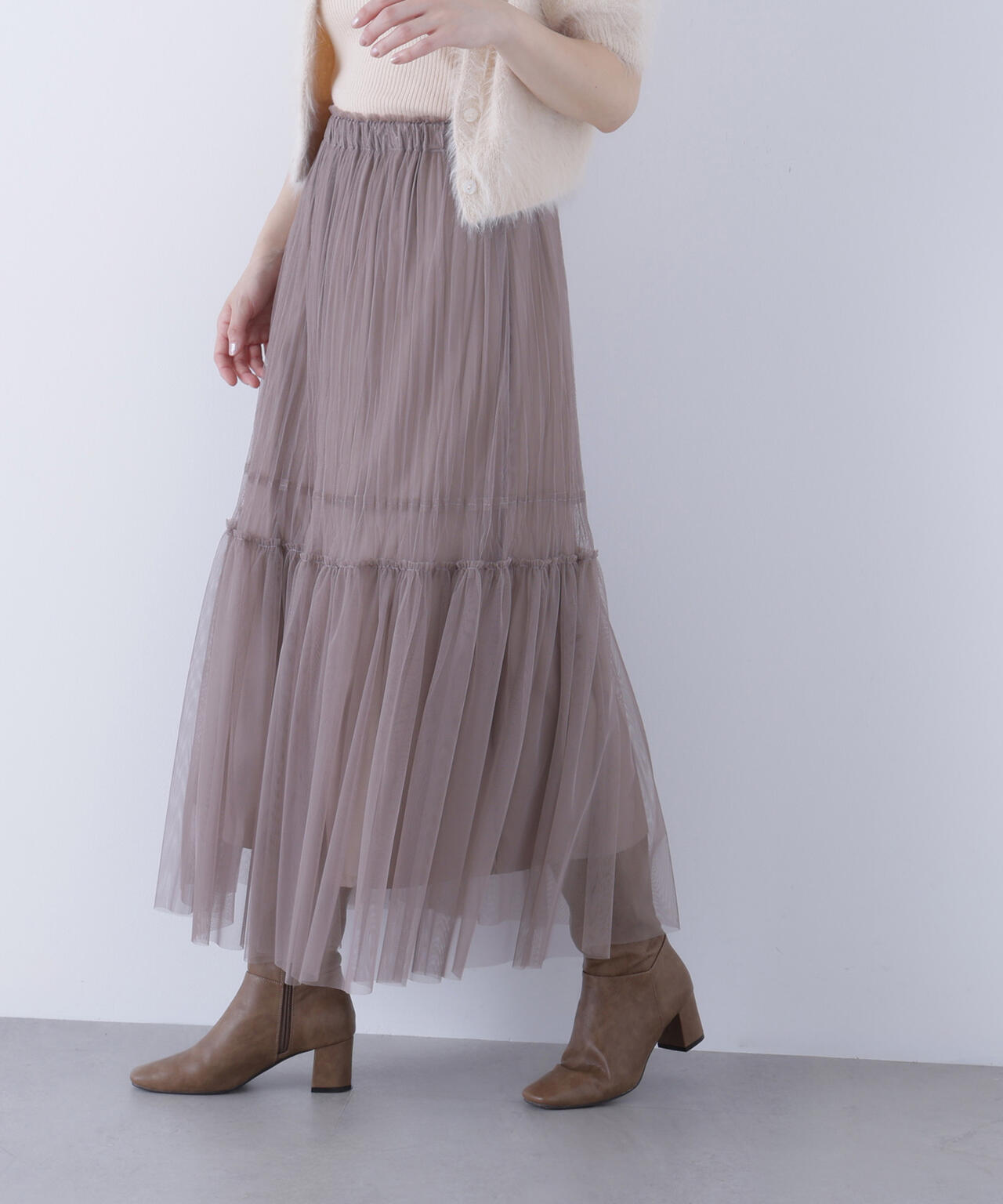 プリーツチュールスカート