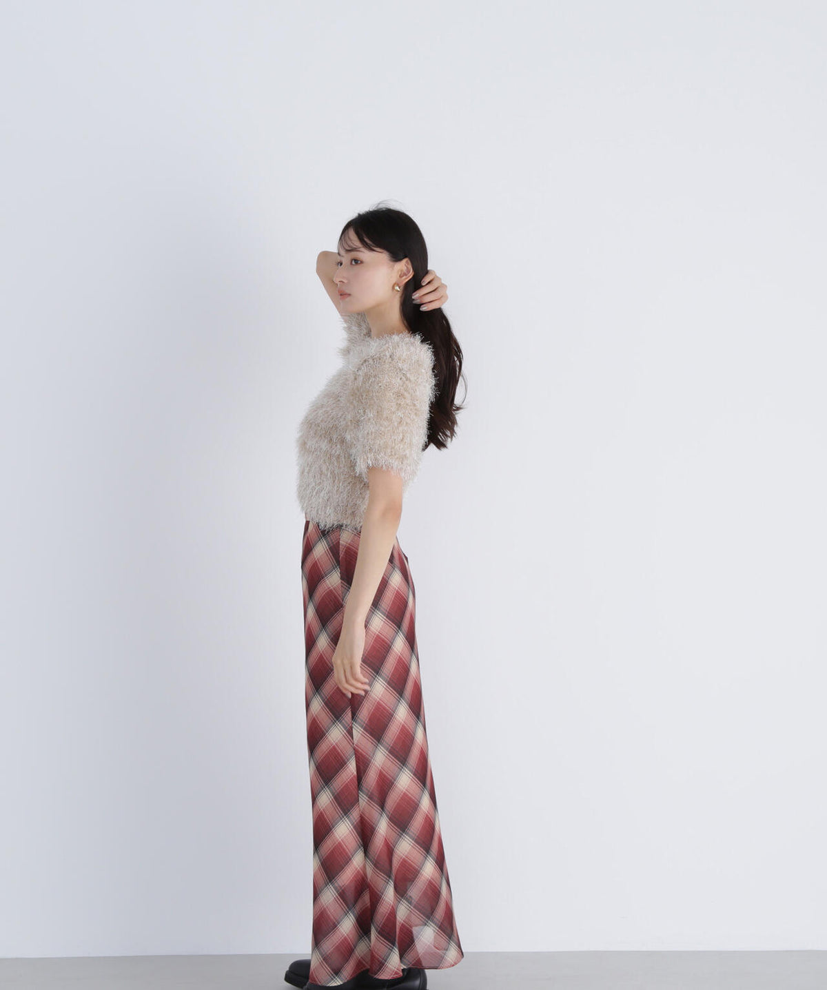 【THINK NATURAL】シアーチェックナロースカート