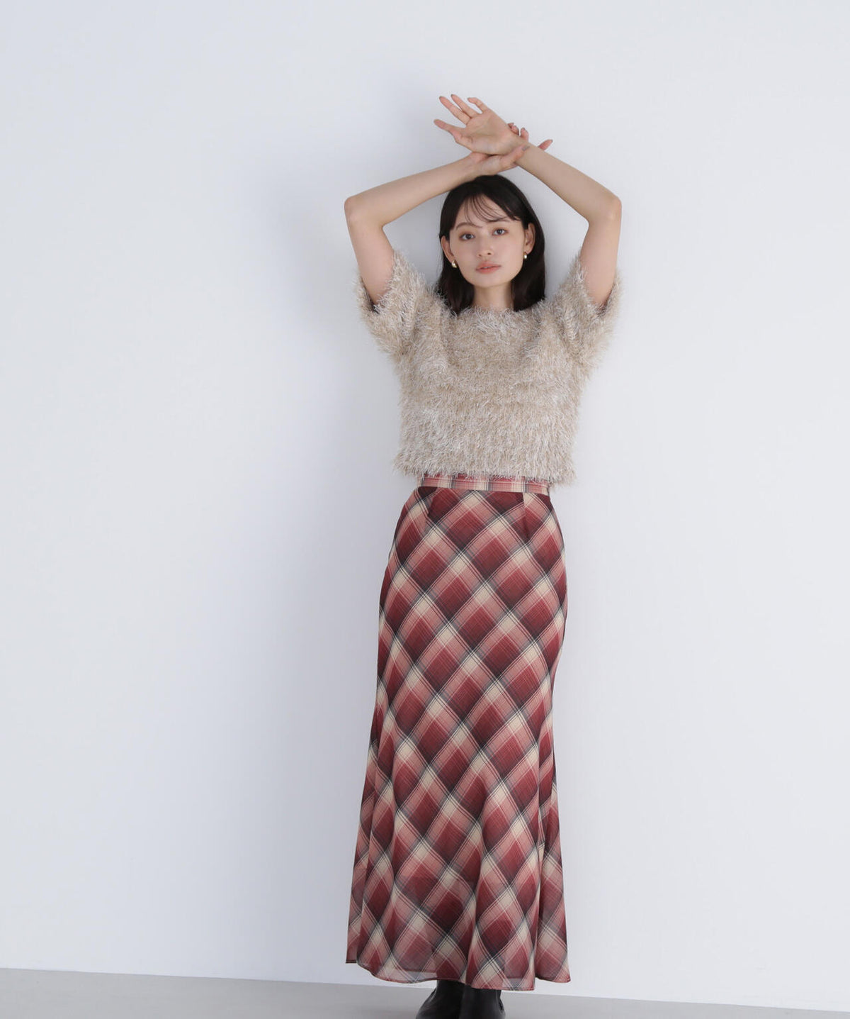 【THINK NATURAL】シアーチェックナロースカート