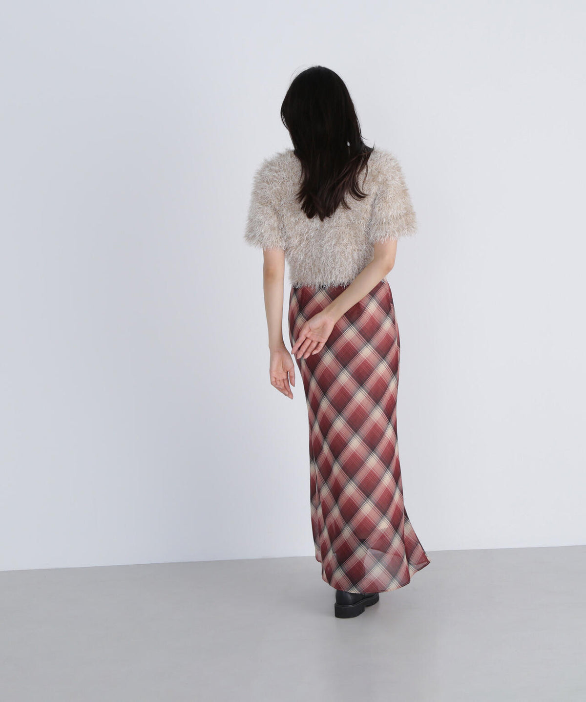 【THINK NATURAL】シアーチェックナロースカート