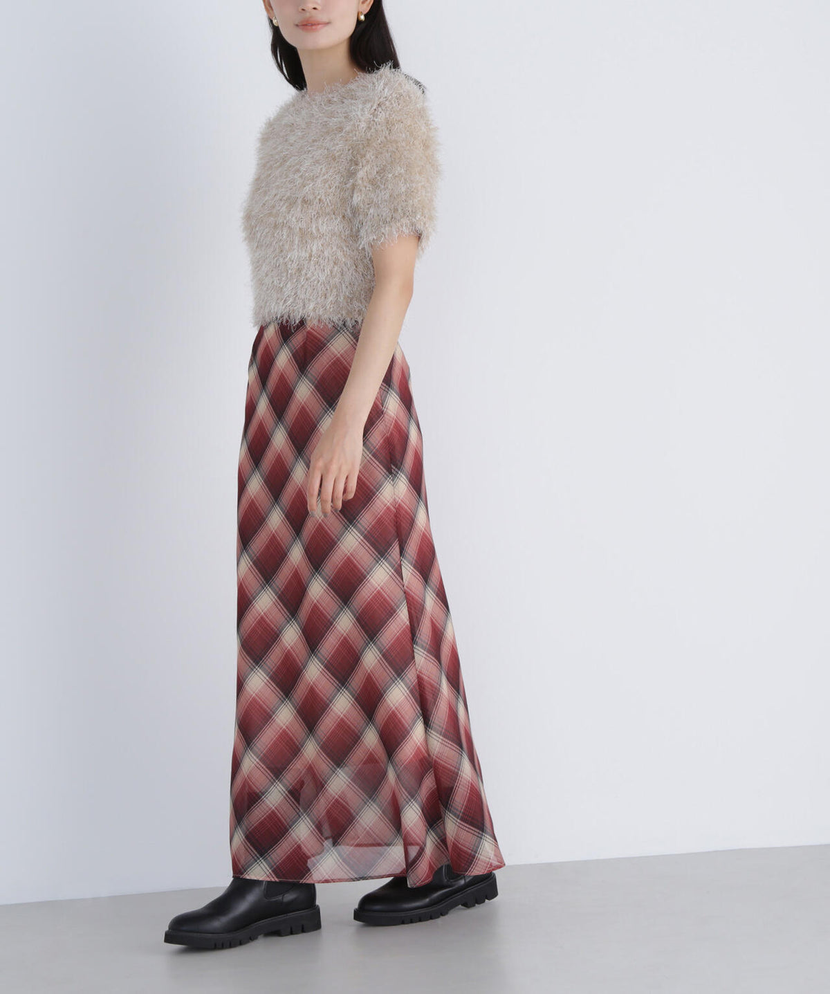 【THINK NATURAL】シアーチェックナロースカート