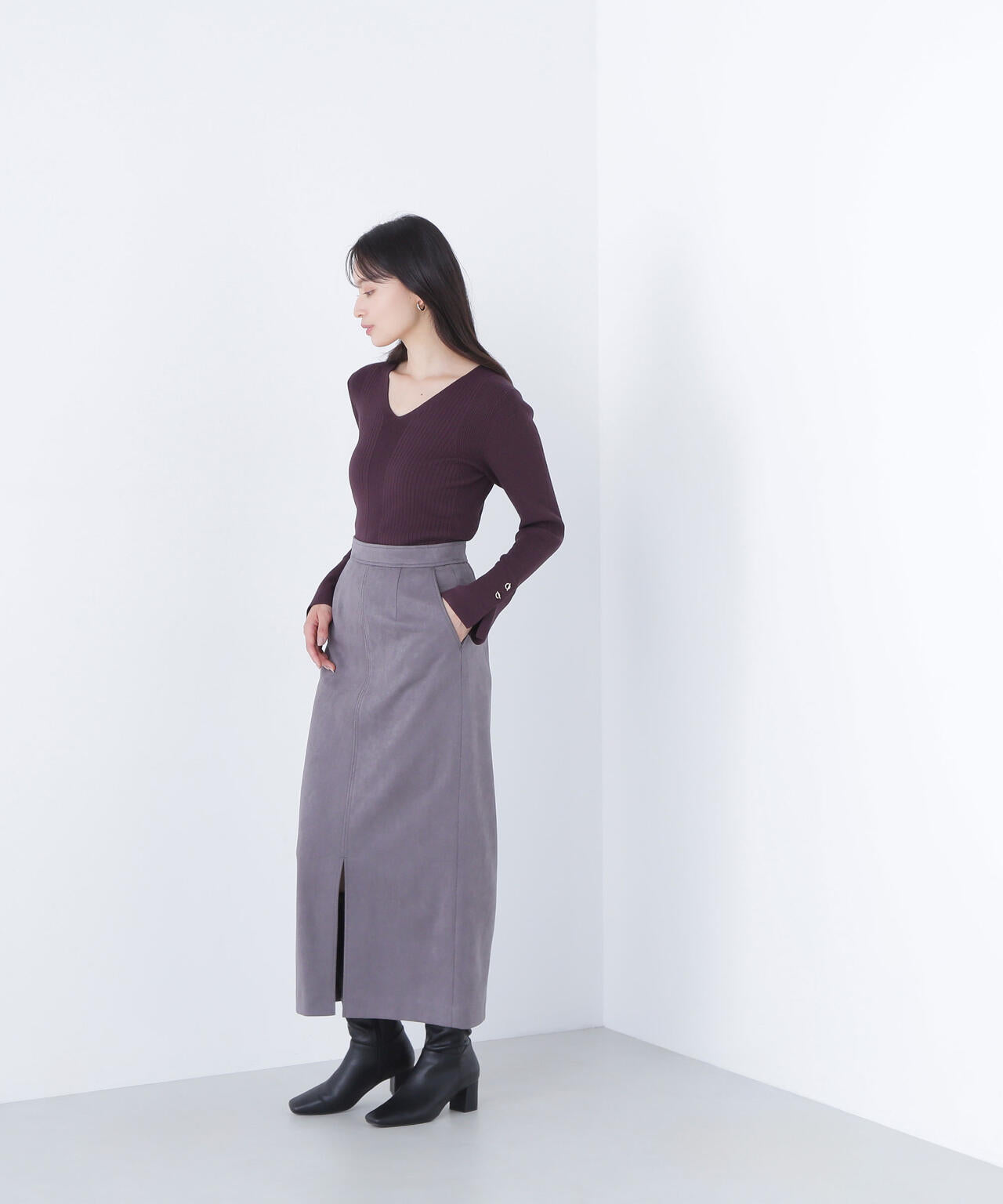 フェイクスエードシリーズ スリットスカート