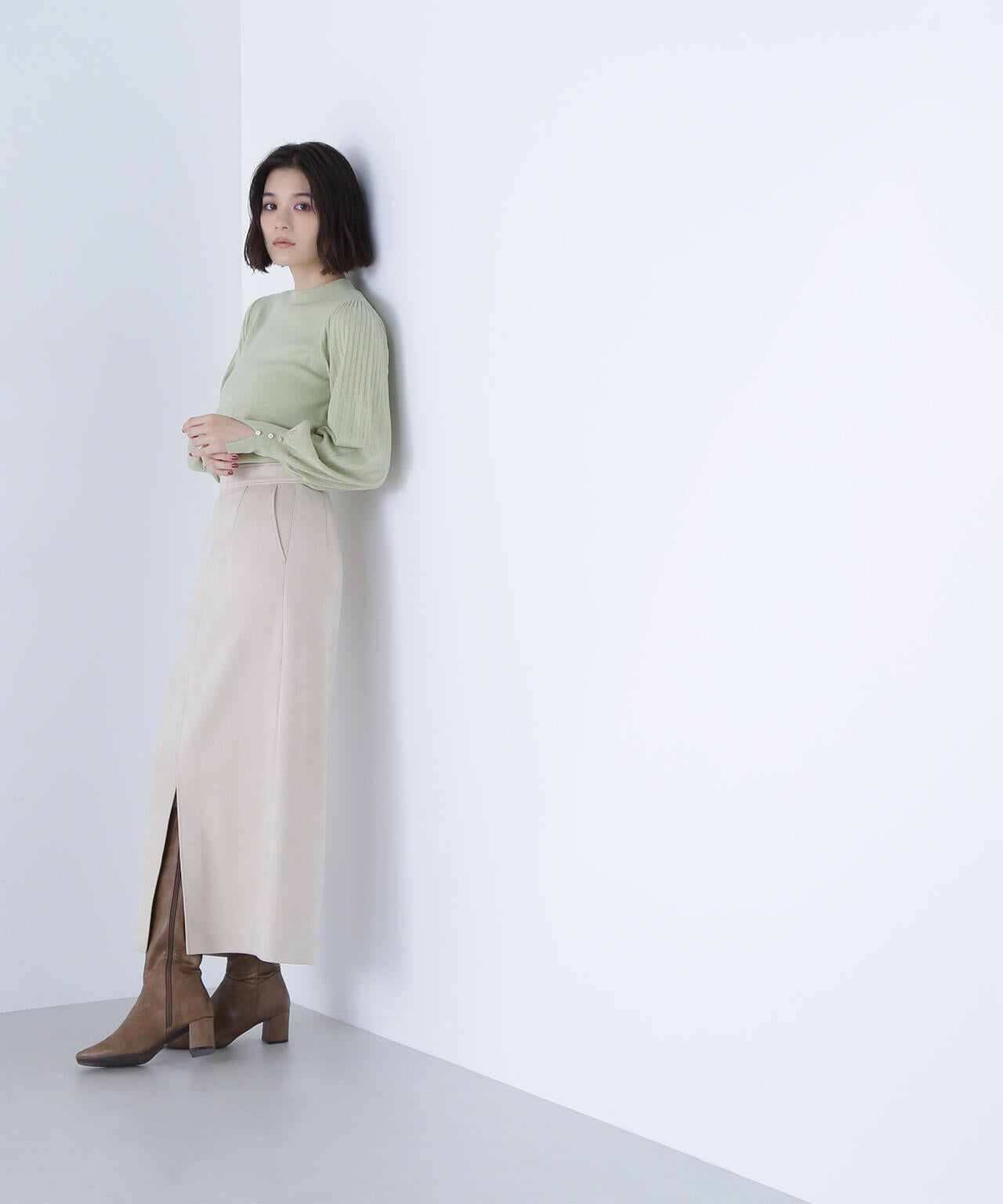 フェイクスエードシリーズ スリットスカート