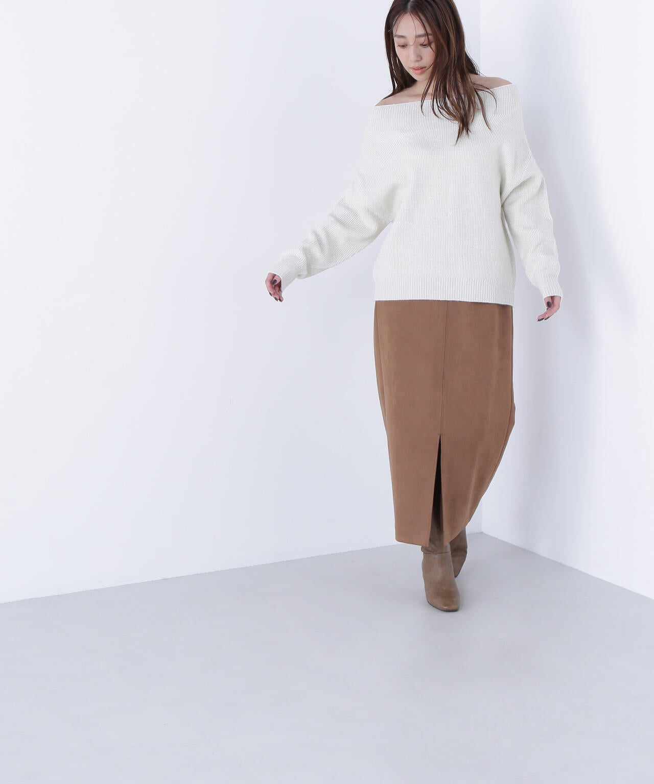 フェイクスエードシリーズ スリットスカート