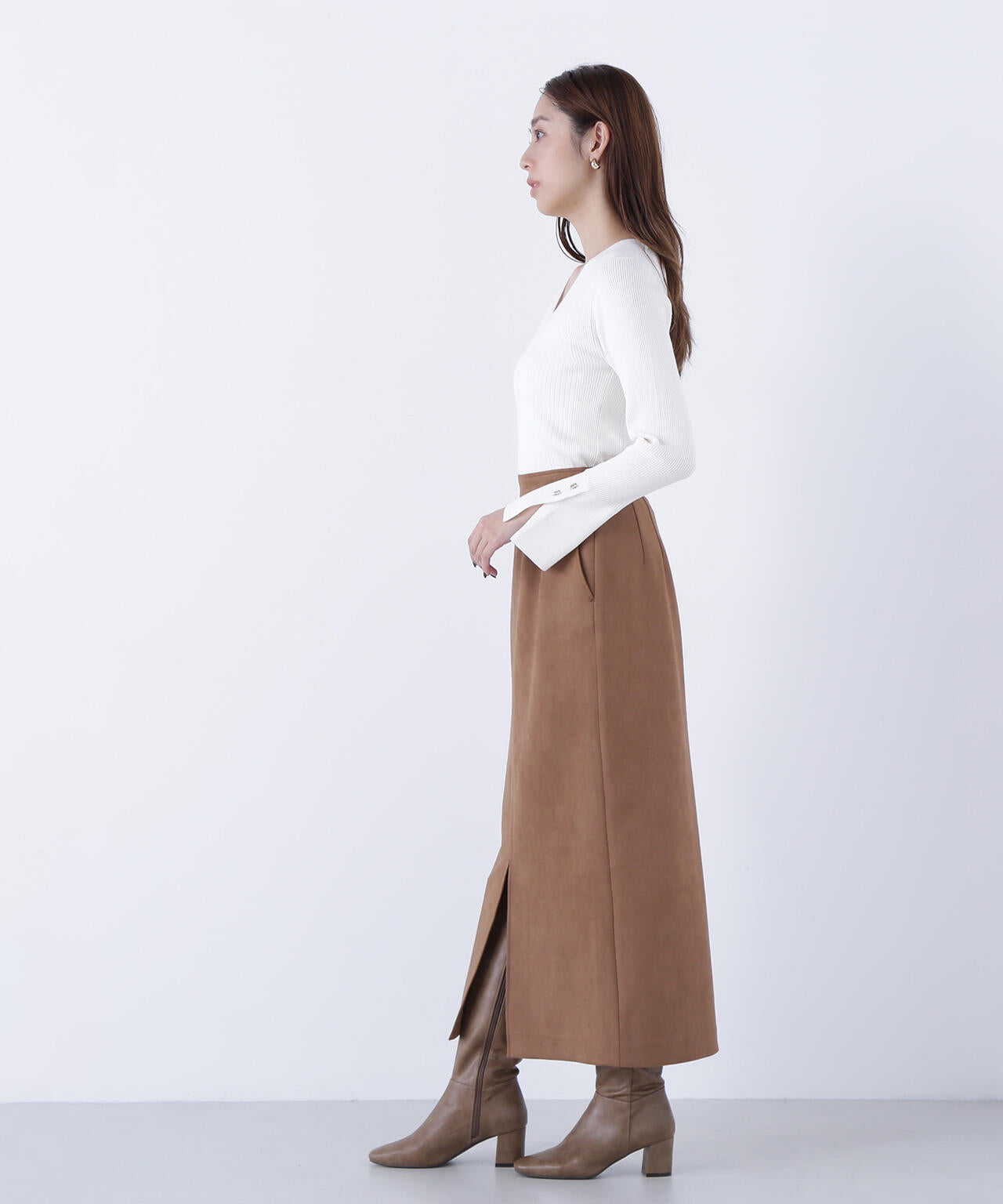 フェイクスエードシリーズ スリットスカート