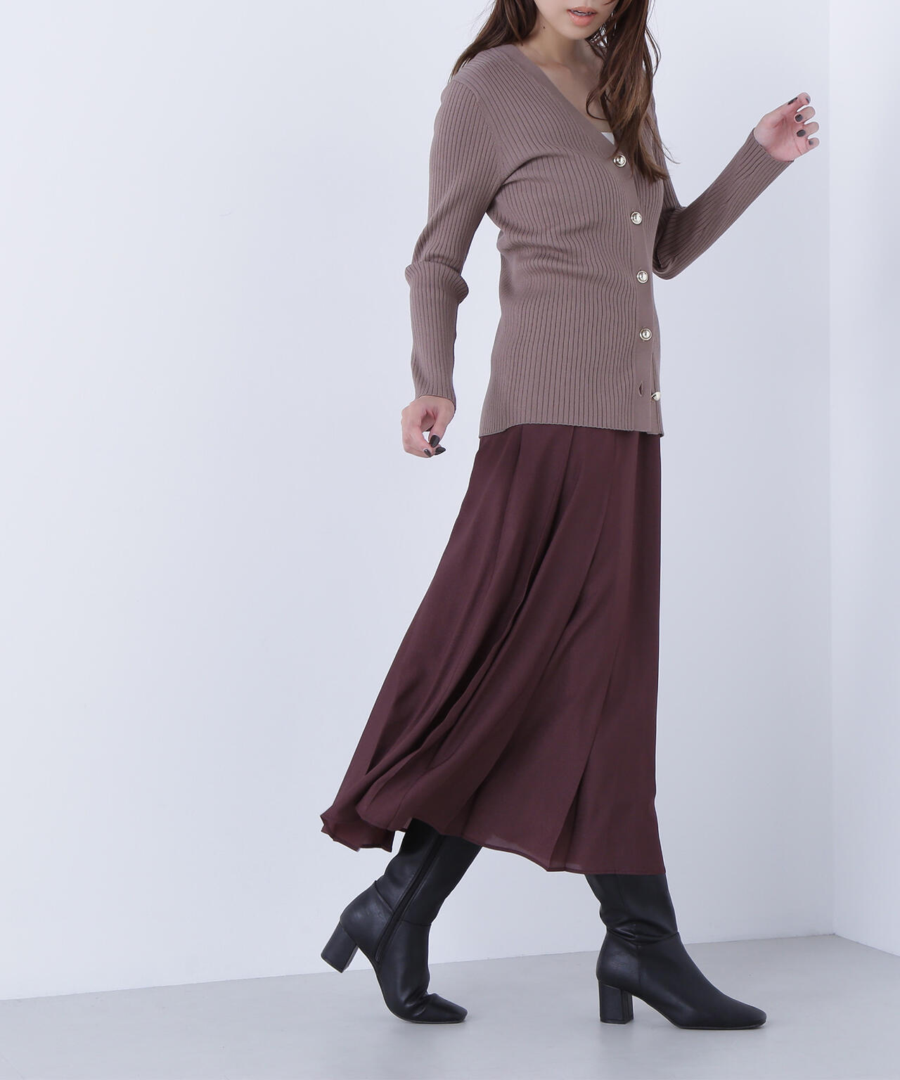 オータムカラープリーツスカート