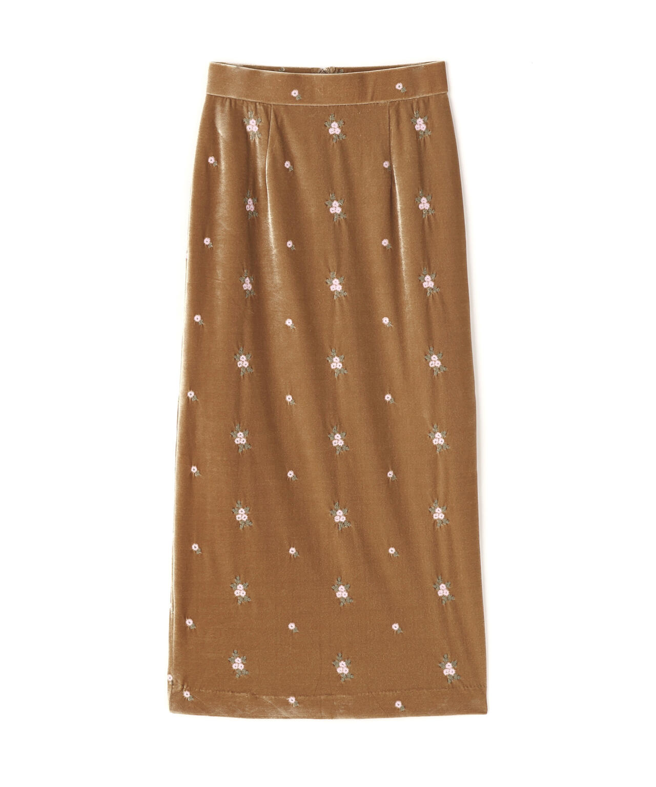 【BLANC】フラワー刺繍ベロアスカート