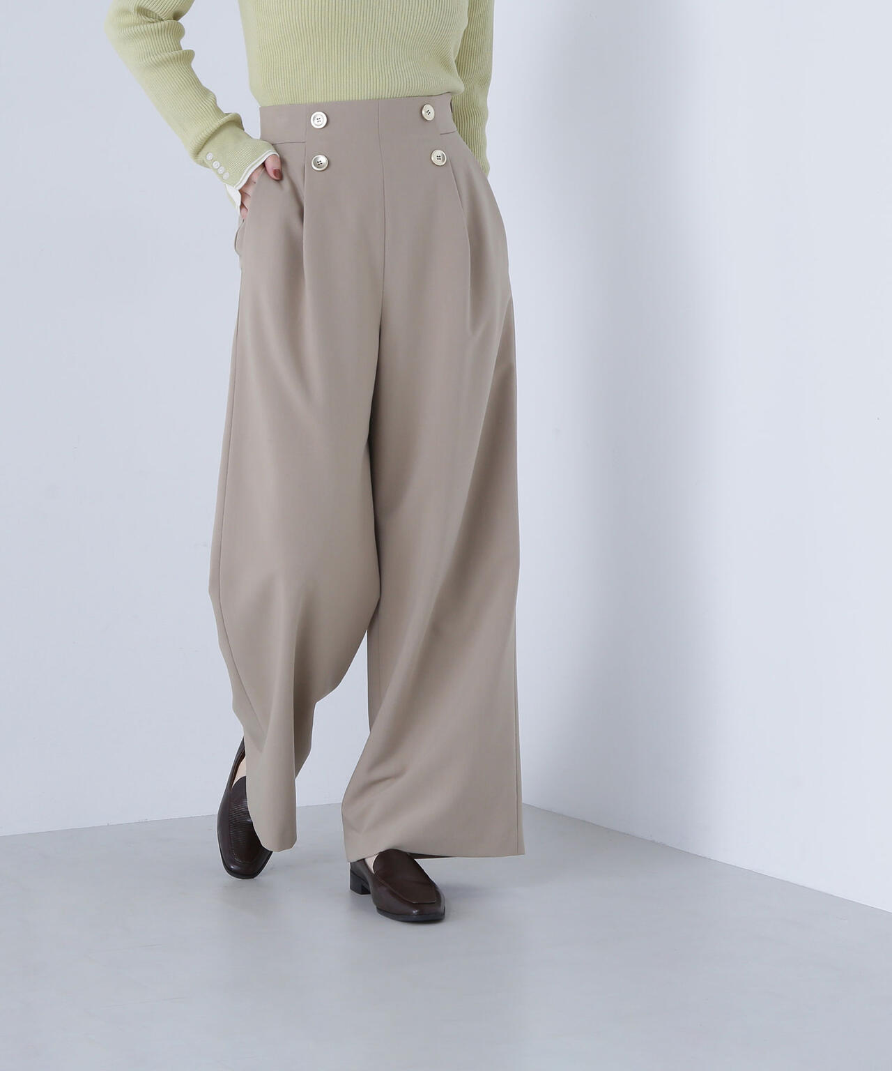 <骨格ウェーブ>ハイウエストマリンパンツ