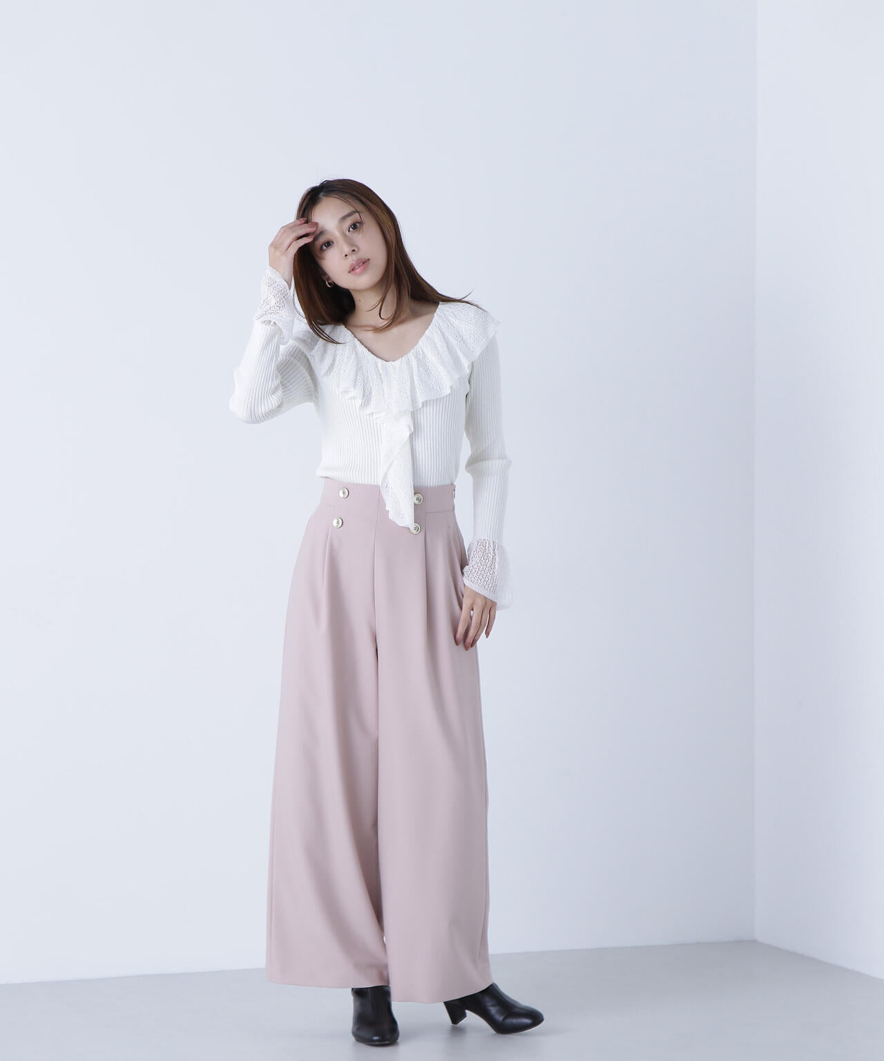 <骨格ウェーブ>ハイウエストマリンパンツ