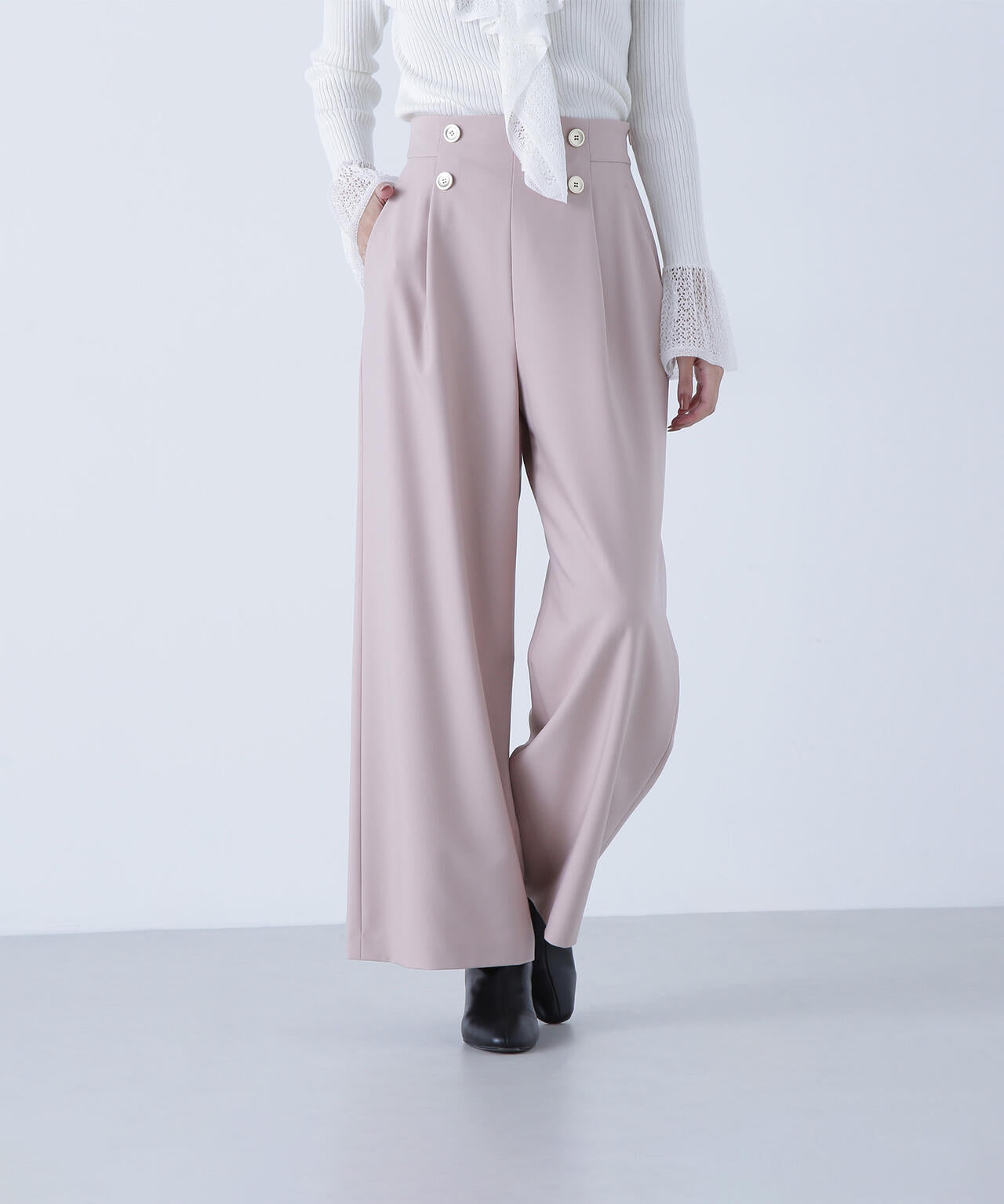 <骨格ウェーブ>ハイウエストマリンパンツ