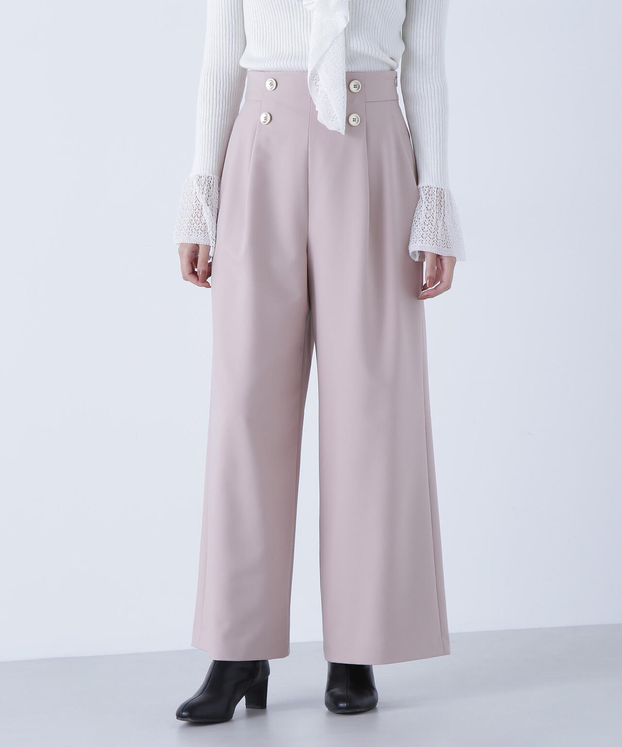 <骨格ウェーブ>ハイウエストマリンパンツ