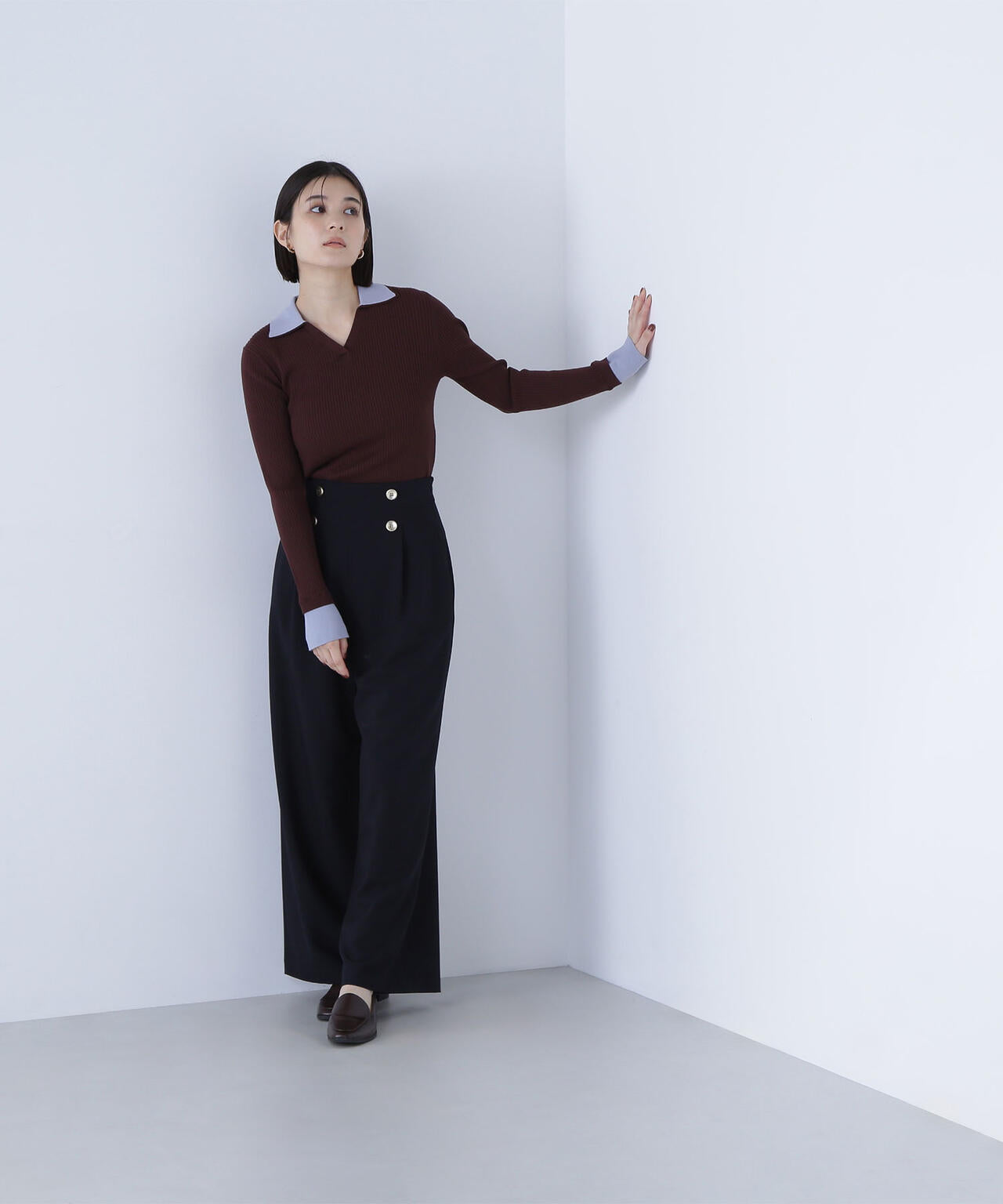 <骨格ウェーブ>ハイウエストマリンパンツ