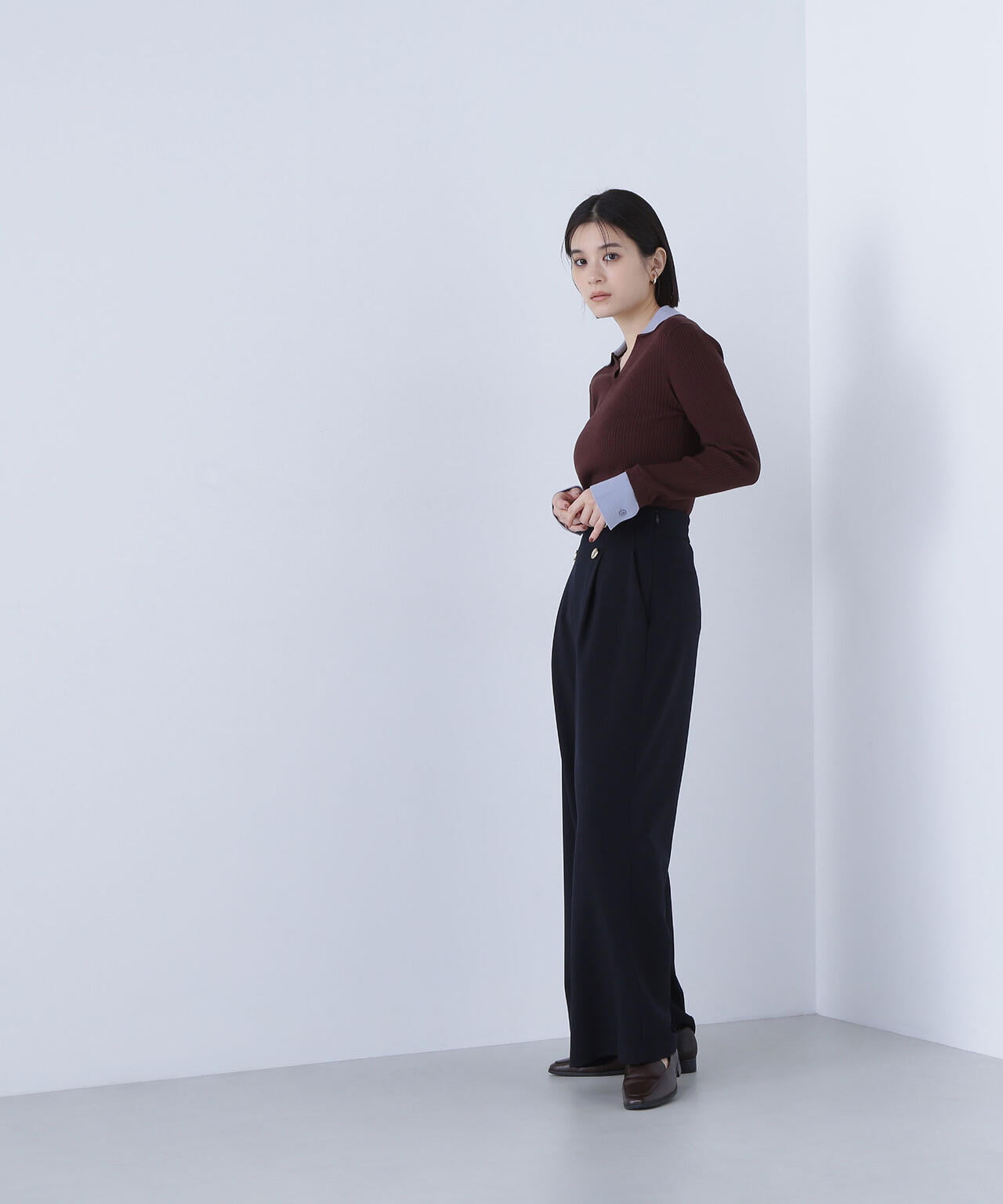 <骨格ウェーブ>ハイウエストマリンパンツ