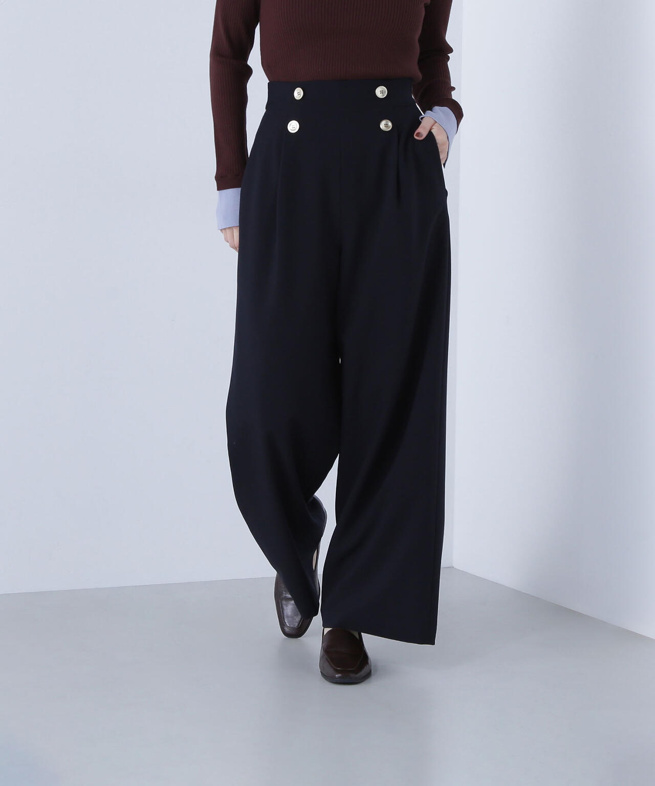 <骨格ウェーブ>ハイウエストマリンパンツ