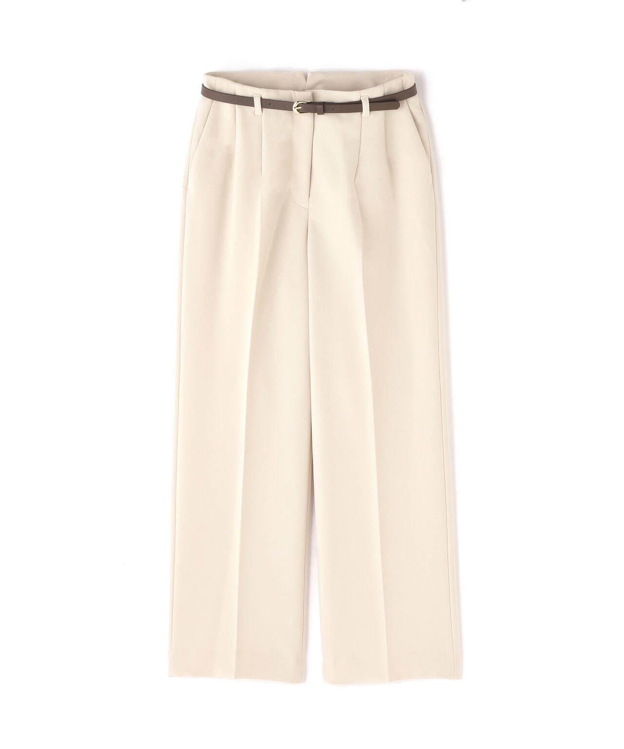 <骨格ストレート>ベルト付スリムストレートパンツ