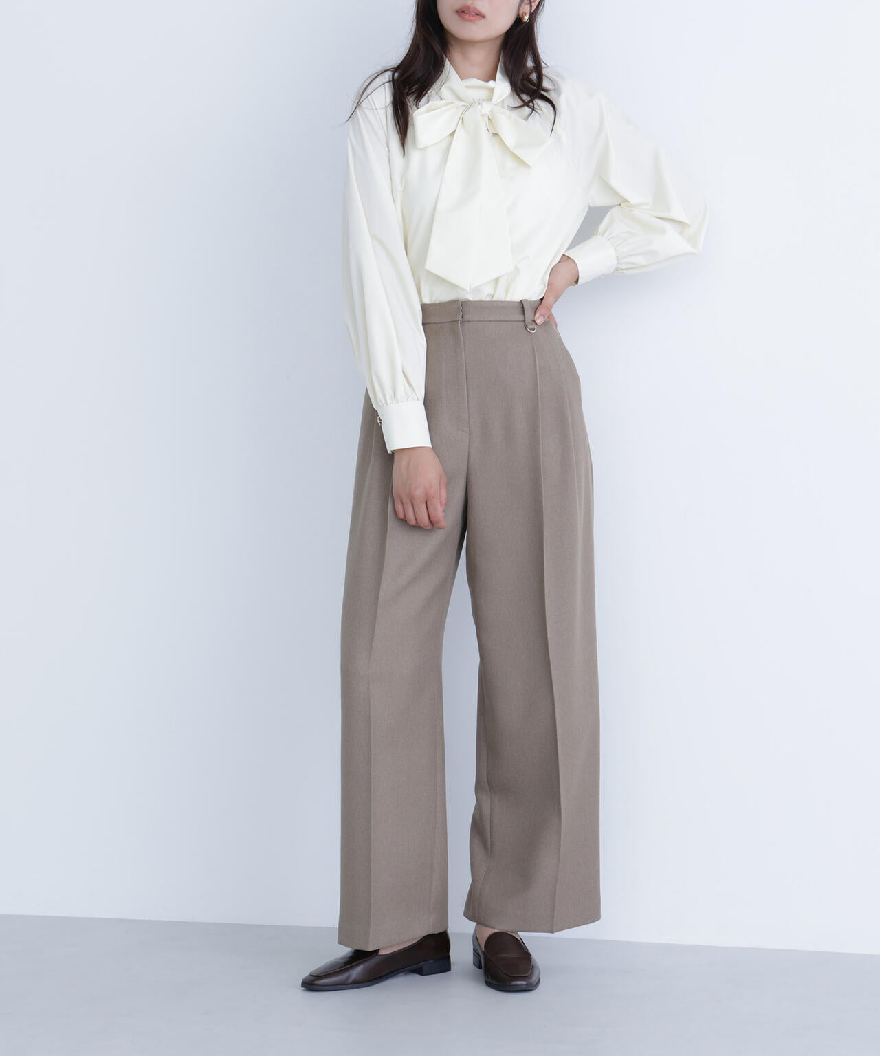 <骨格ナチュラル>ツイーディータックワイドパンツ