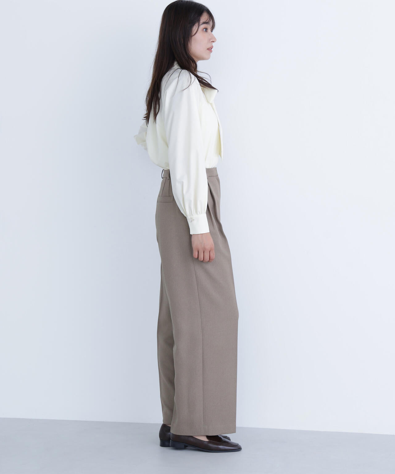 <骨格ナチュラル>ツイーディータックワイドパンツ