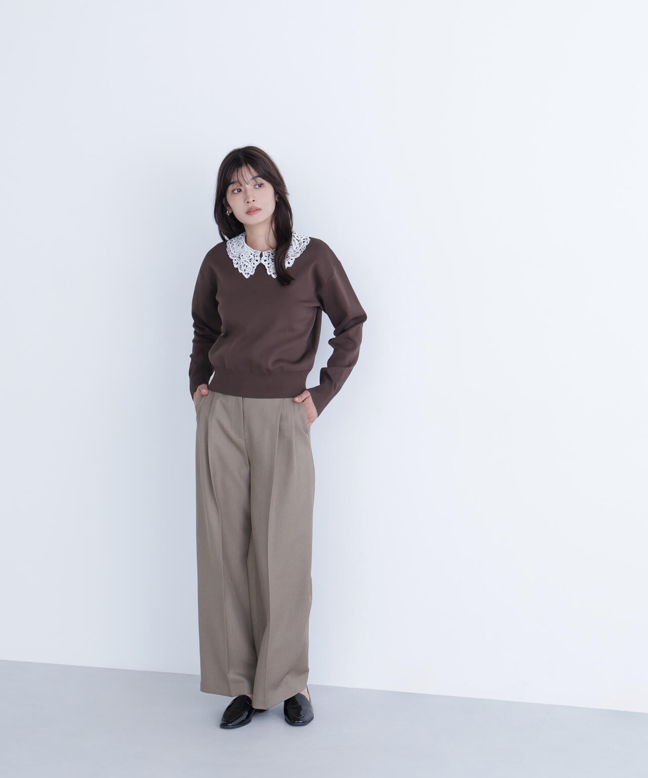 <骨格ナチュラル>ツイーディータックワイドパンツ