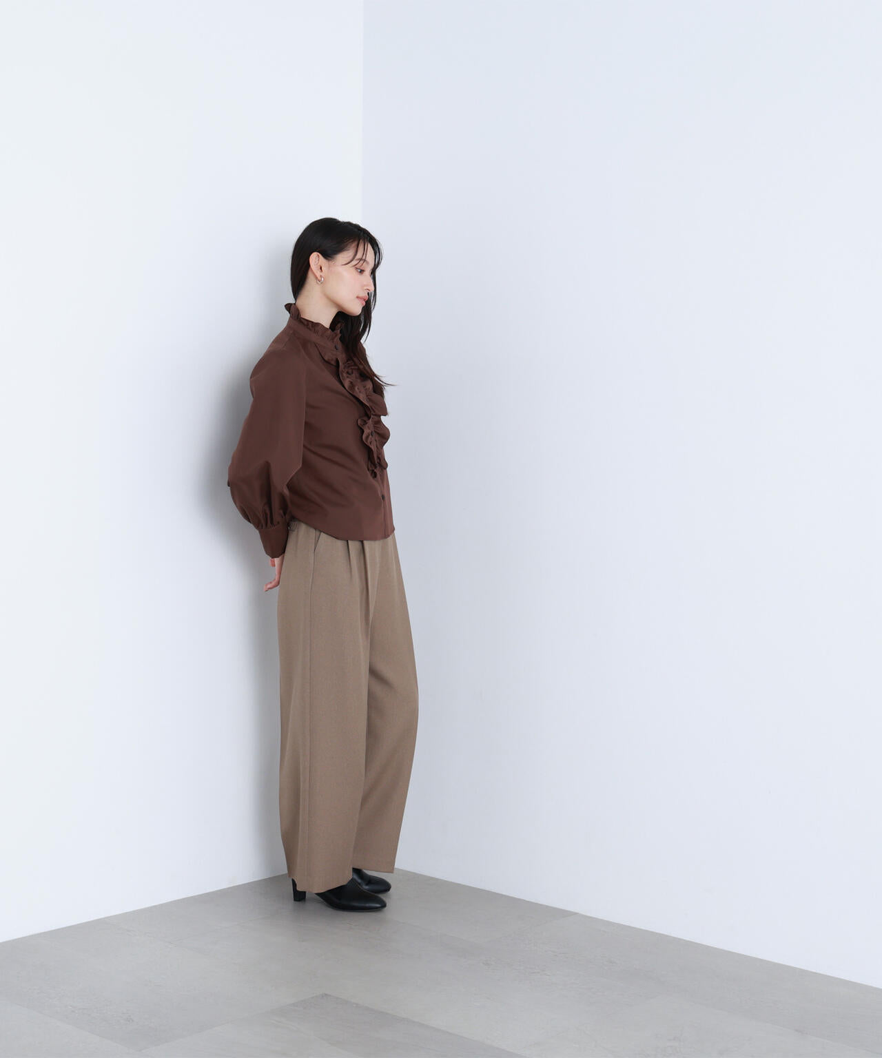 <骨格ナチュラル>ツイーディータックワイドパンツ