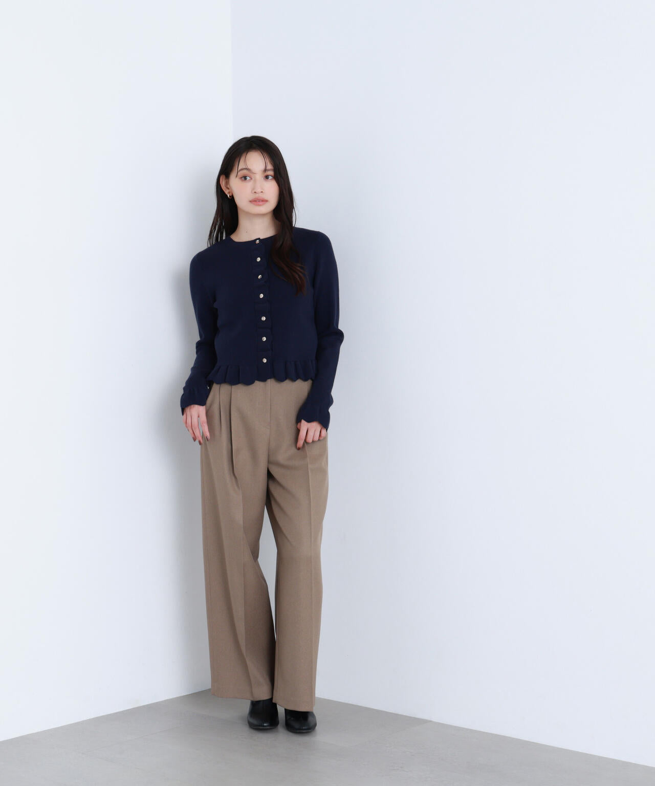 <骨格ナチュラル>ツイーディータックワイドパンツ