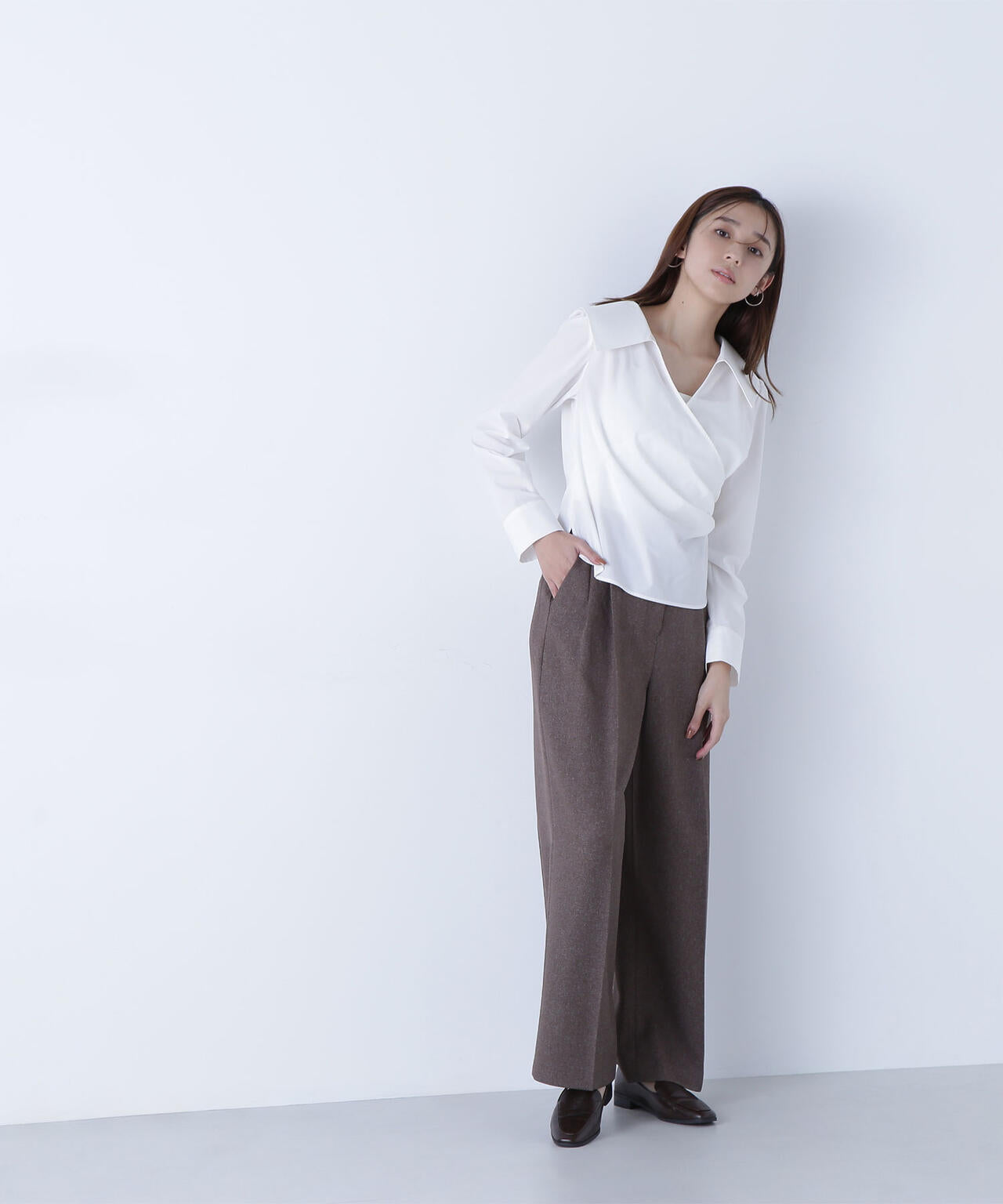 <骨格ナチュラル>ツイーディータックワイドパンツ