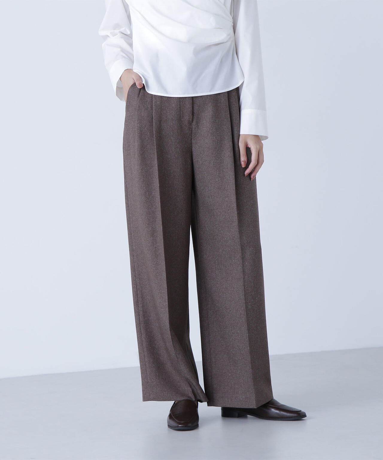 <骨格ナチュラル>ツイーディータックワイドパンツ