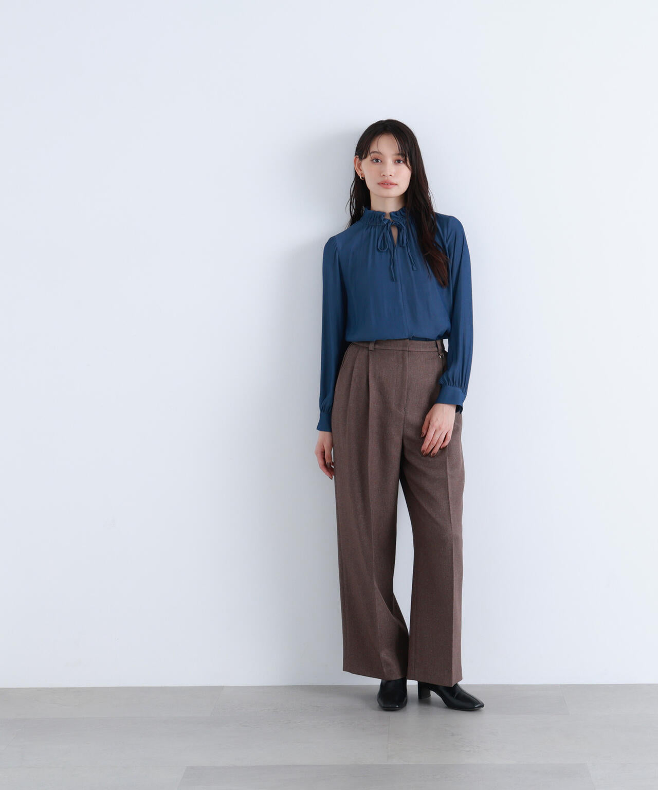 <骨格ナチュラル>ツイーディータックワイドパンツ