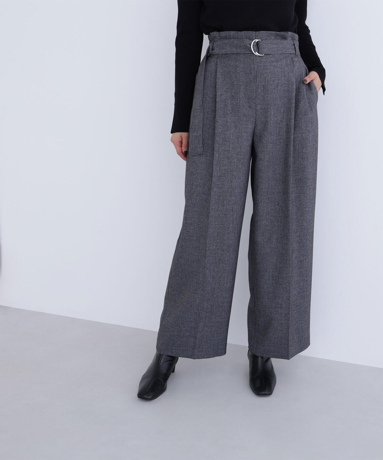 ツイーディーベルテッドワイドパンツ