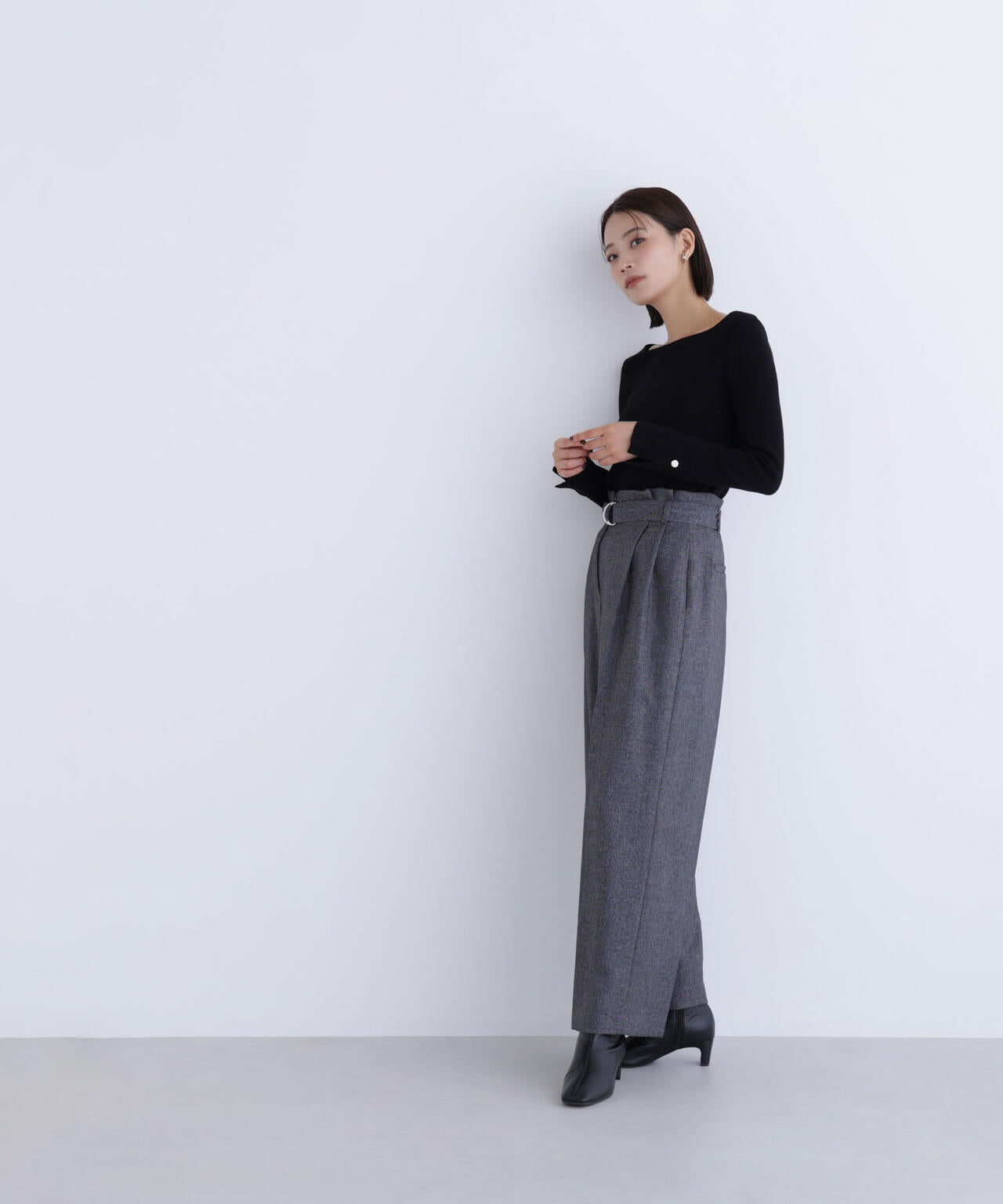 ツイーディーベルテッドワイドパンツ