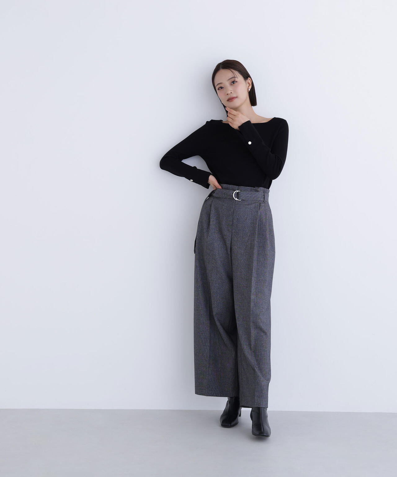 ツイーディーベルテッドワイドパンツ