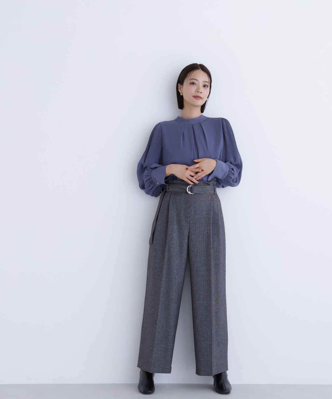 ツイーディーベルテッドワイドパンツ