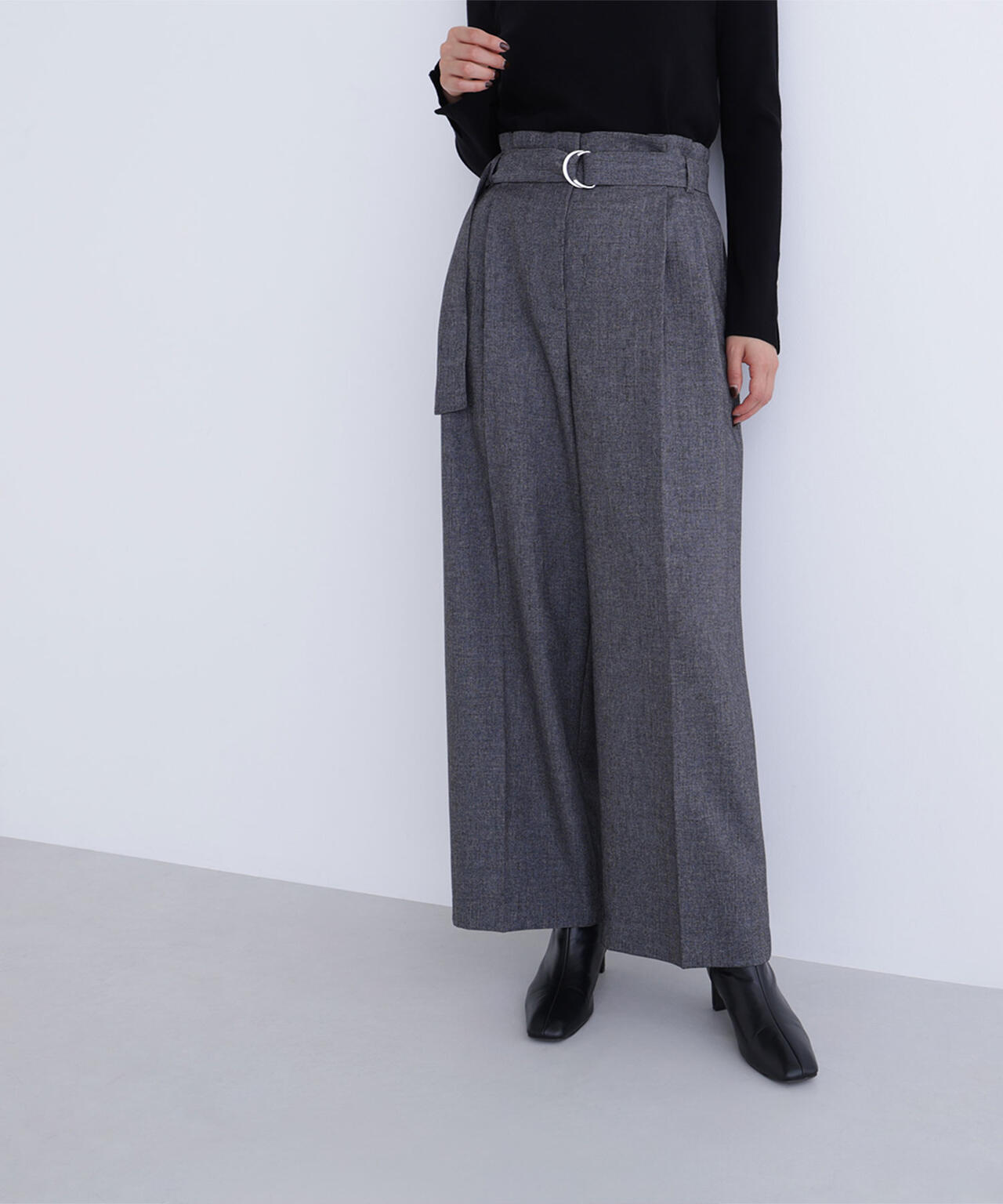 ツイーディーベルテッドワイドパンツ