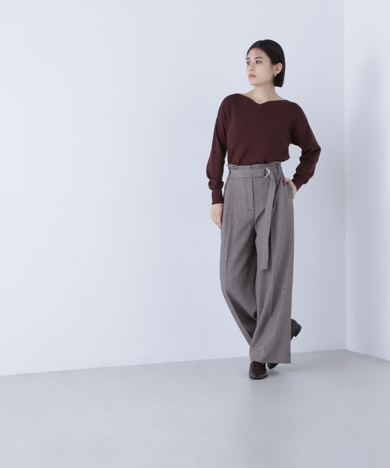 ツイーディーベルテッドワイドパンツ