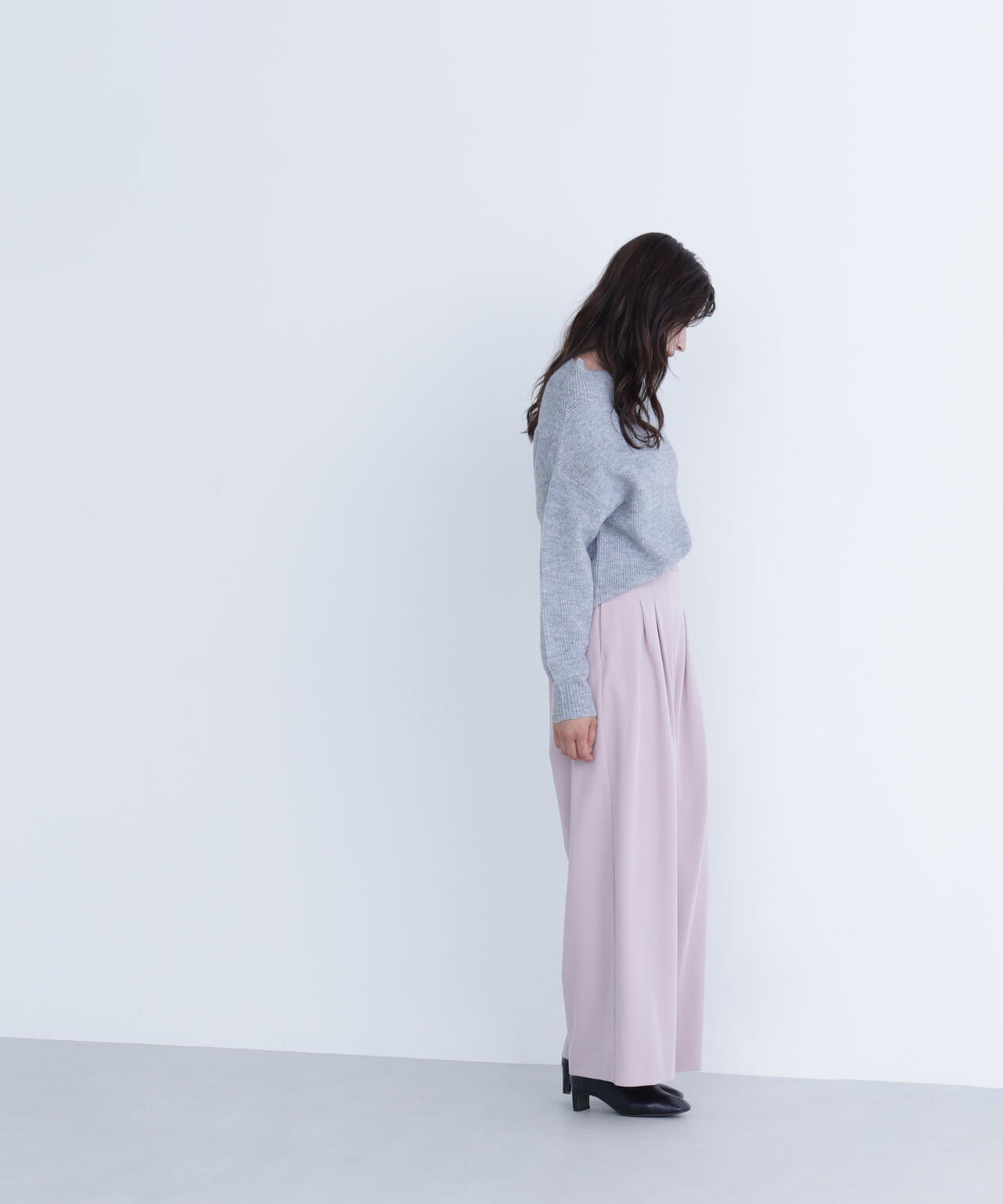 ウエストラインタックワイドパンツ