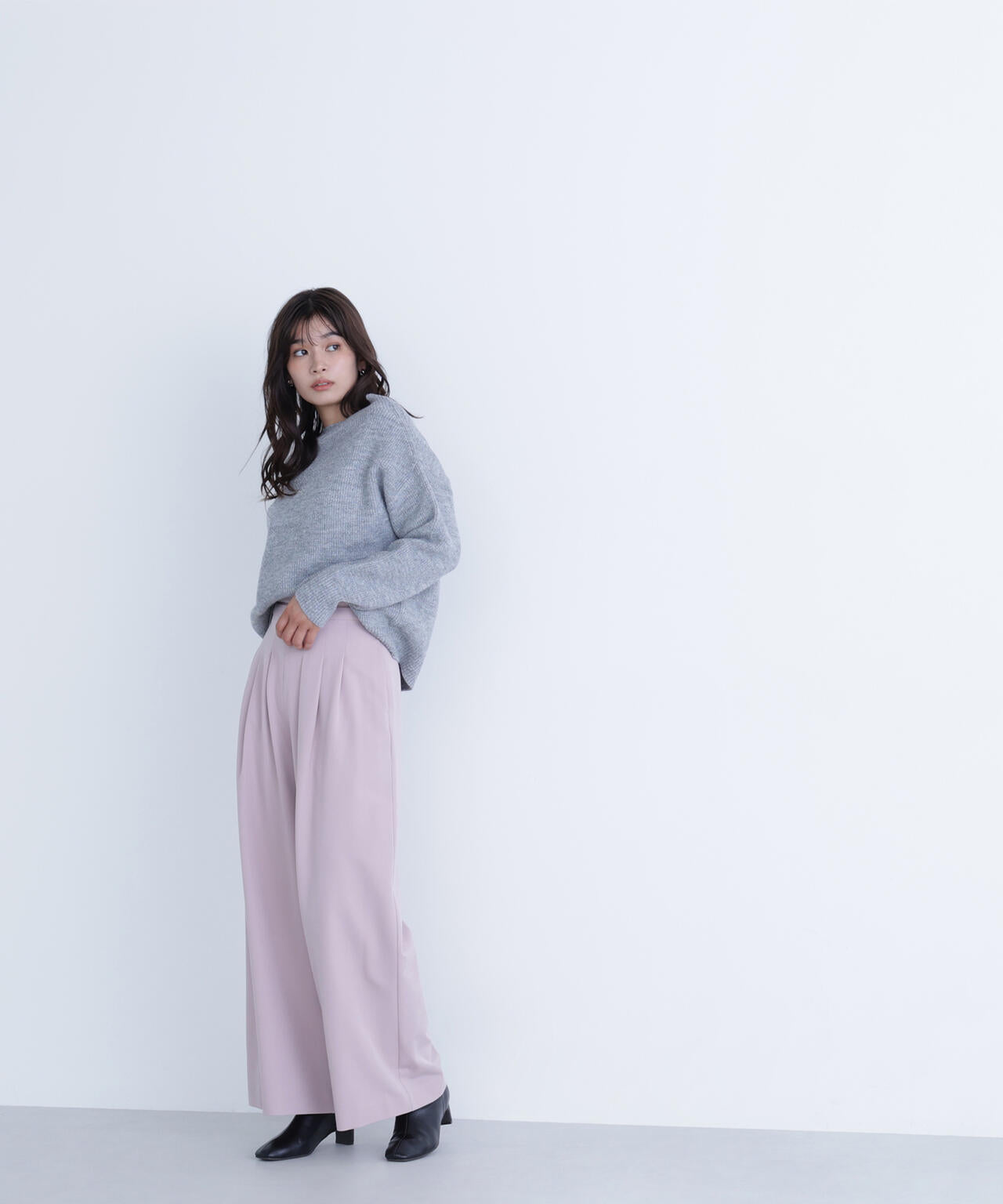 ウエストラインタックワイドパンツ